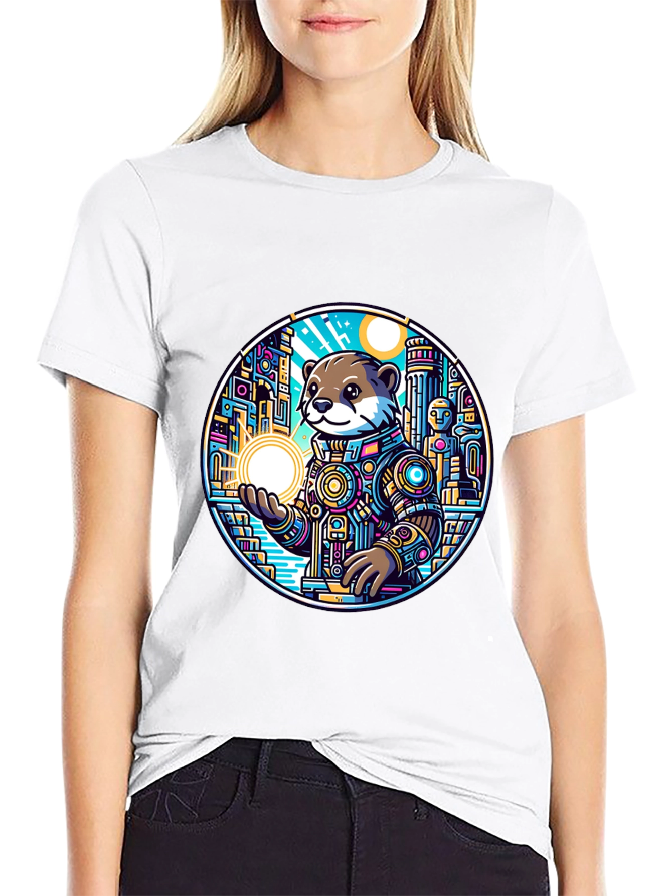 Otter in Space T-Shirt - Futuristic Design