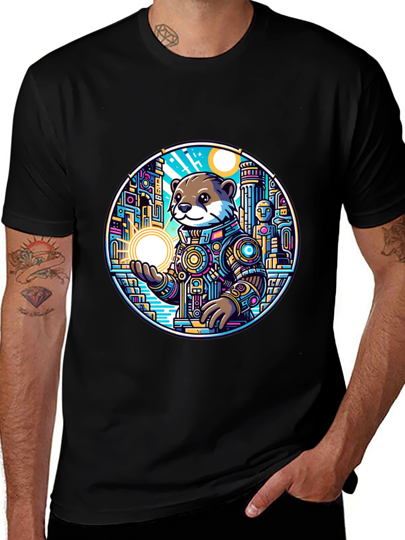 Otter in Space T-Shirt - Futuristic Design