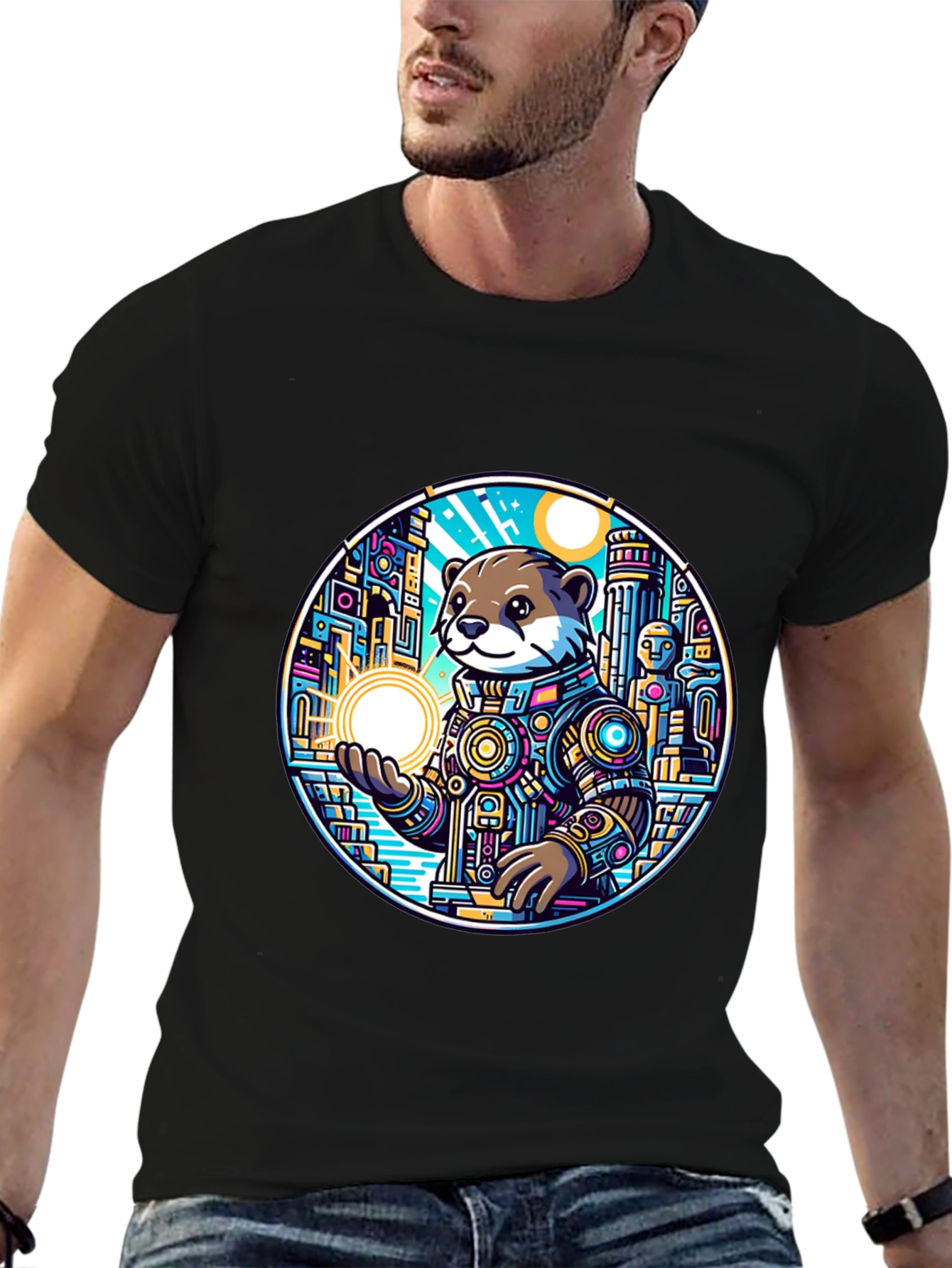 Otter in Space T-Shirt - Futuristic Design