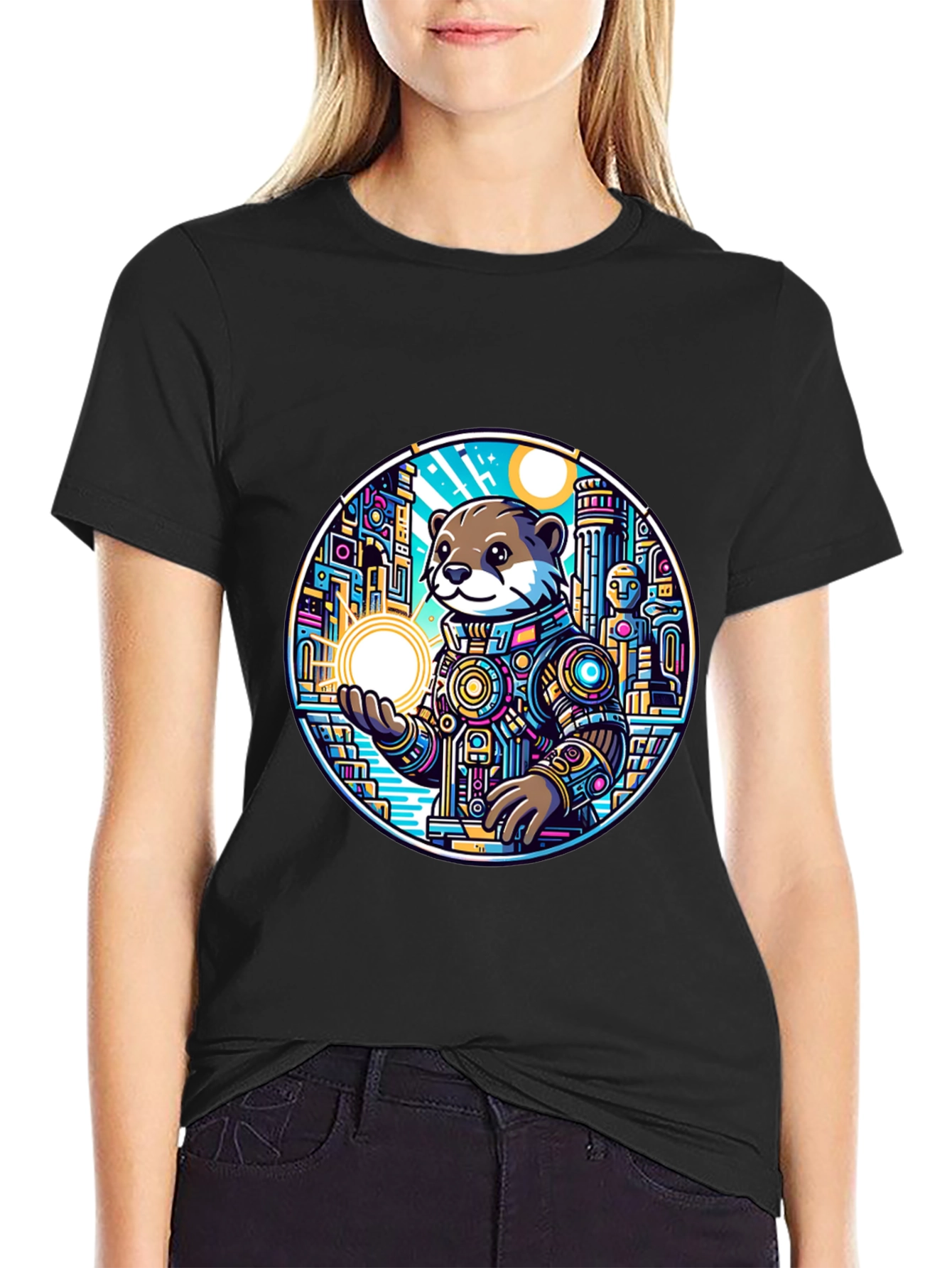 Otter in Space T-Shirt - Futuristic Design