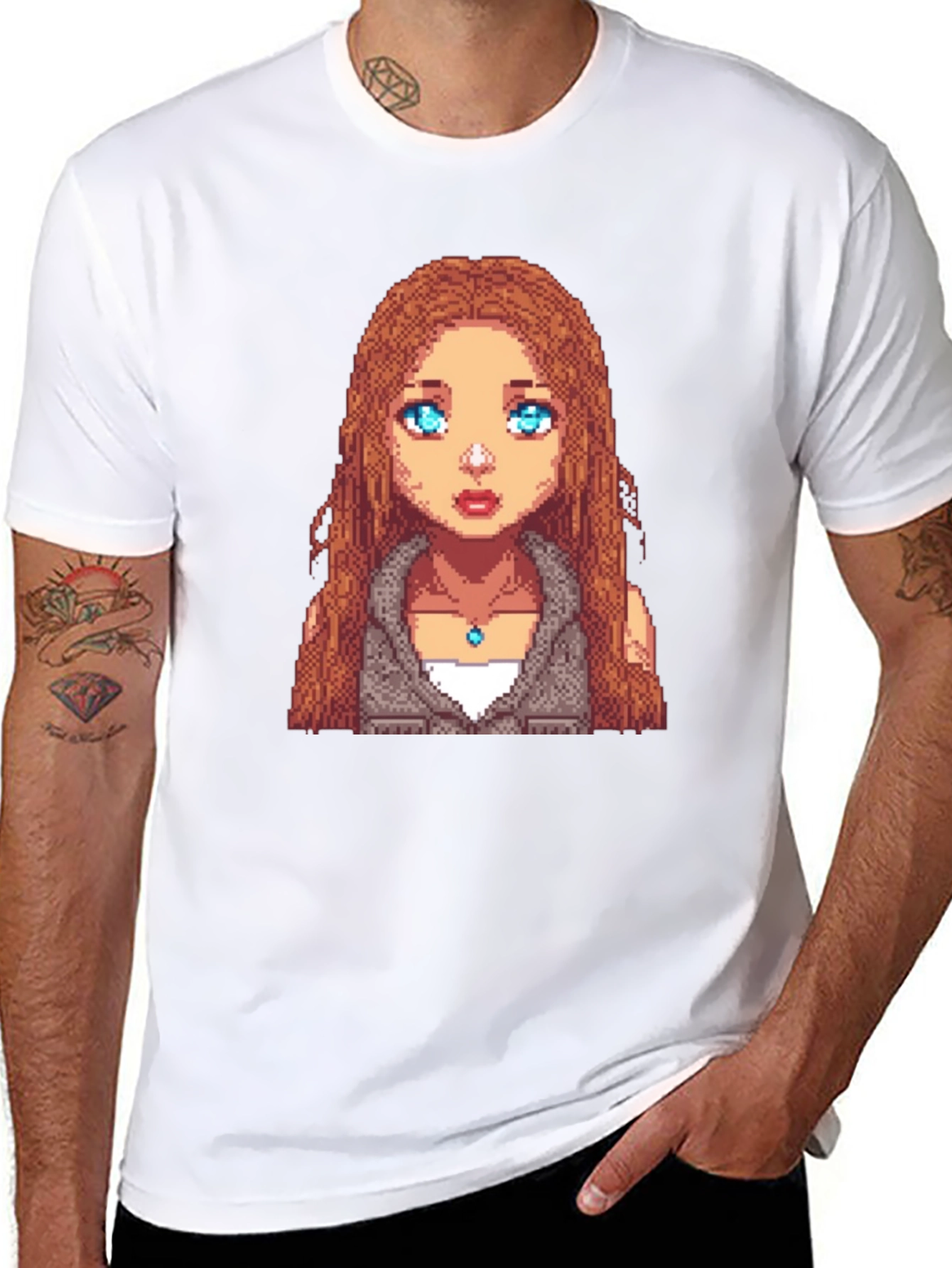 Pixel Art Girl Graphic Tee - Unisex Black T-Shirt