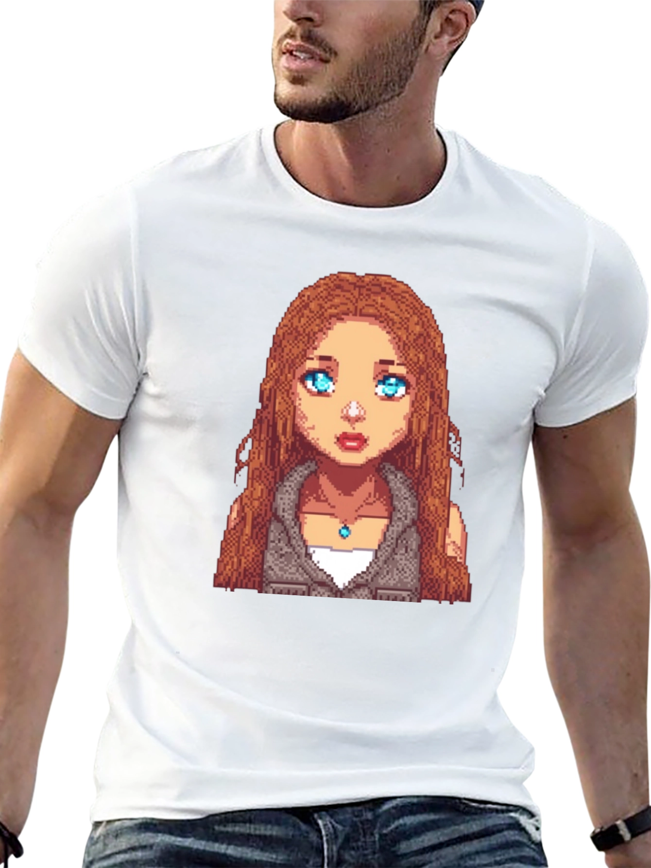 Pixel Art Girl Graphic Tee - Unisex Black T-Shirt