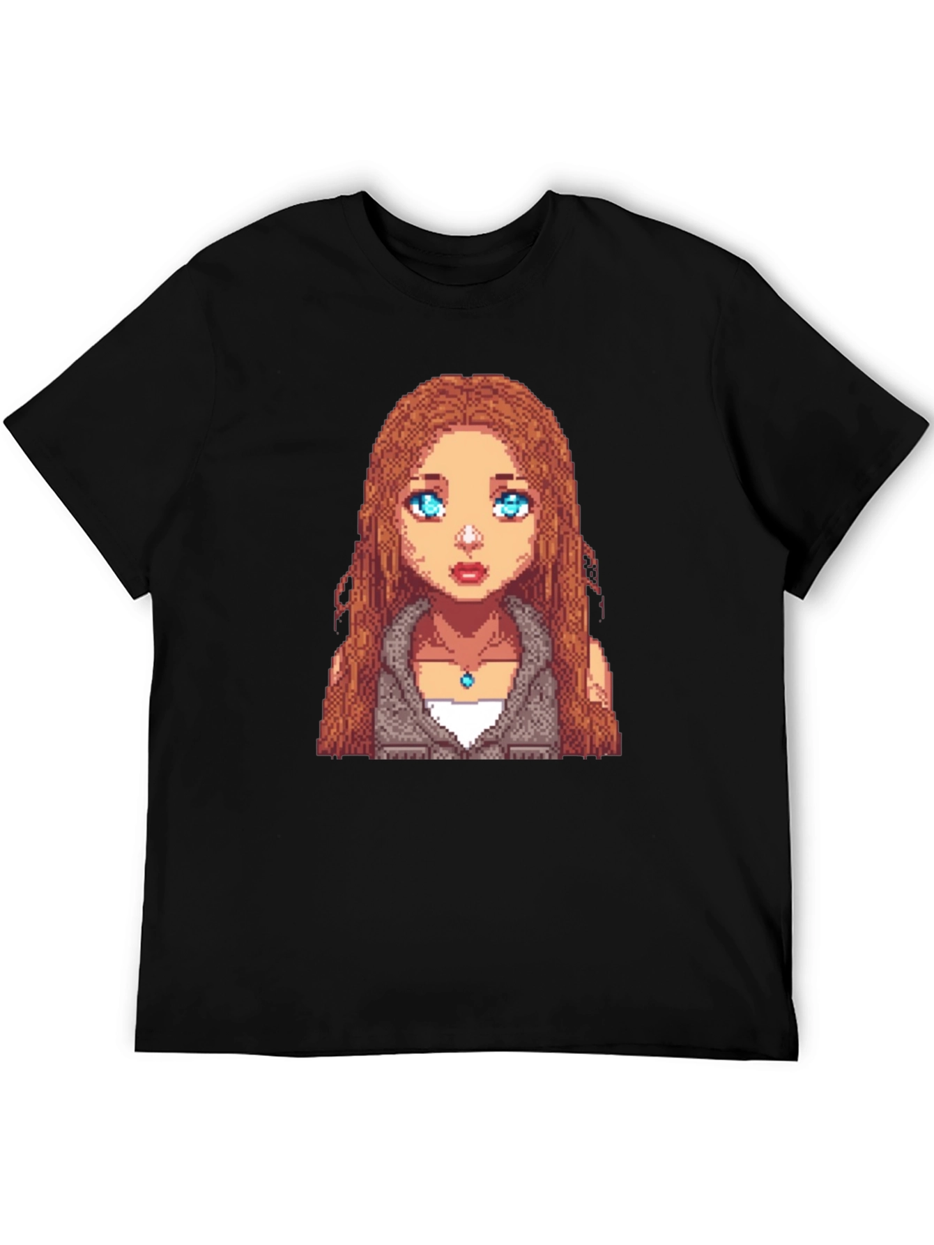 Pixel Art Girl Graphic Tee - Unisex Black T-Shirt