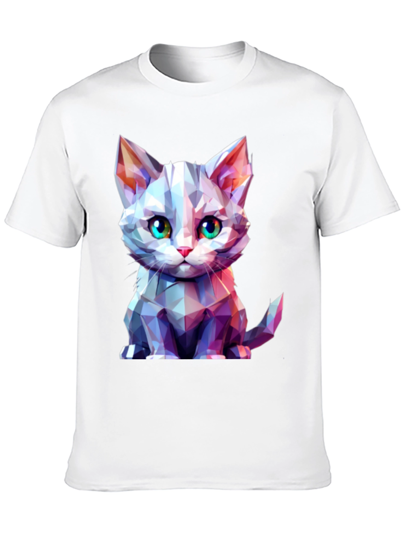 Geometric Cat Graphic Tee - Stylish Mens Black T-Shirt