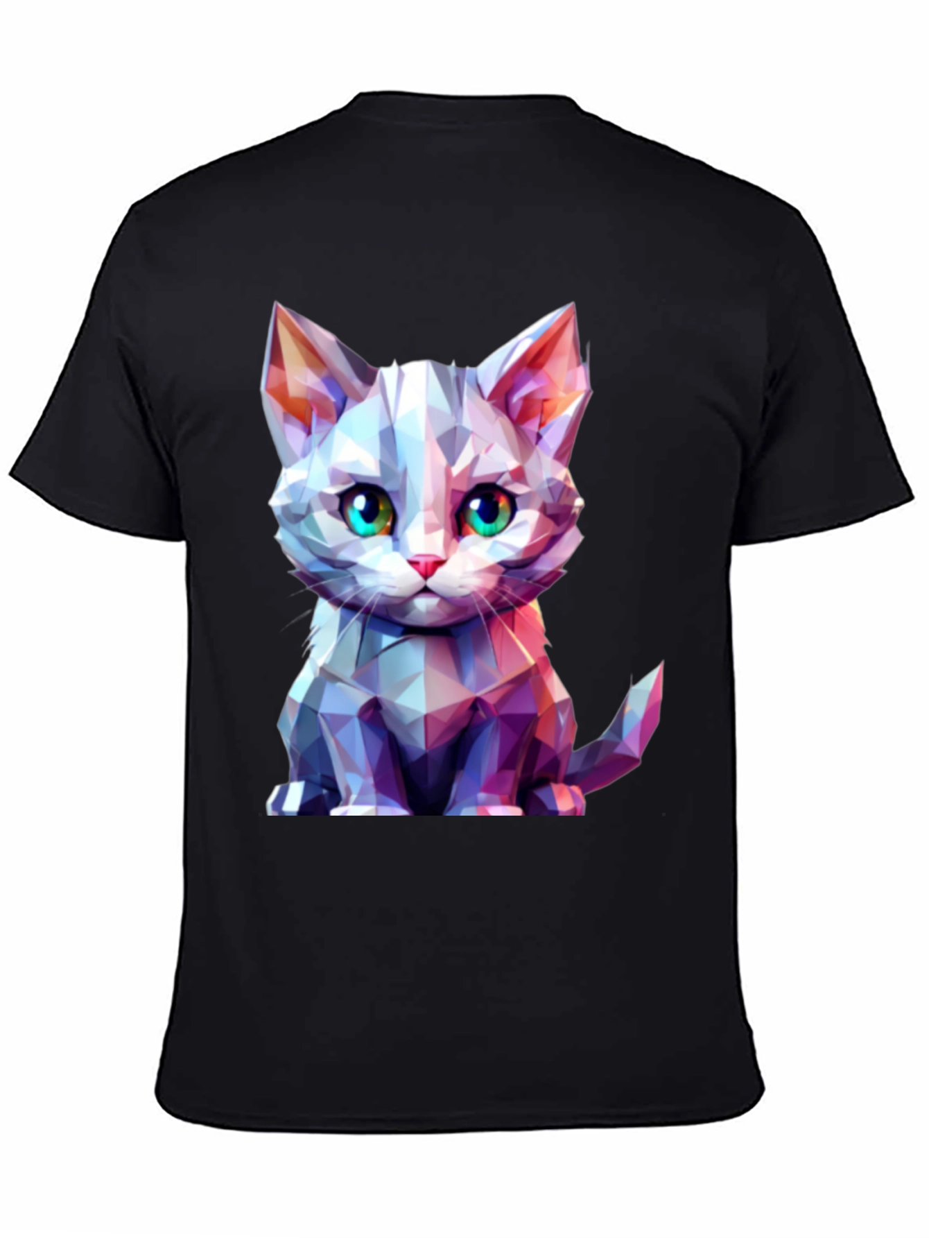 Geometric Cat Graphic Tee - Stylish Mens Black T-Shirt