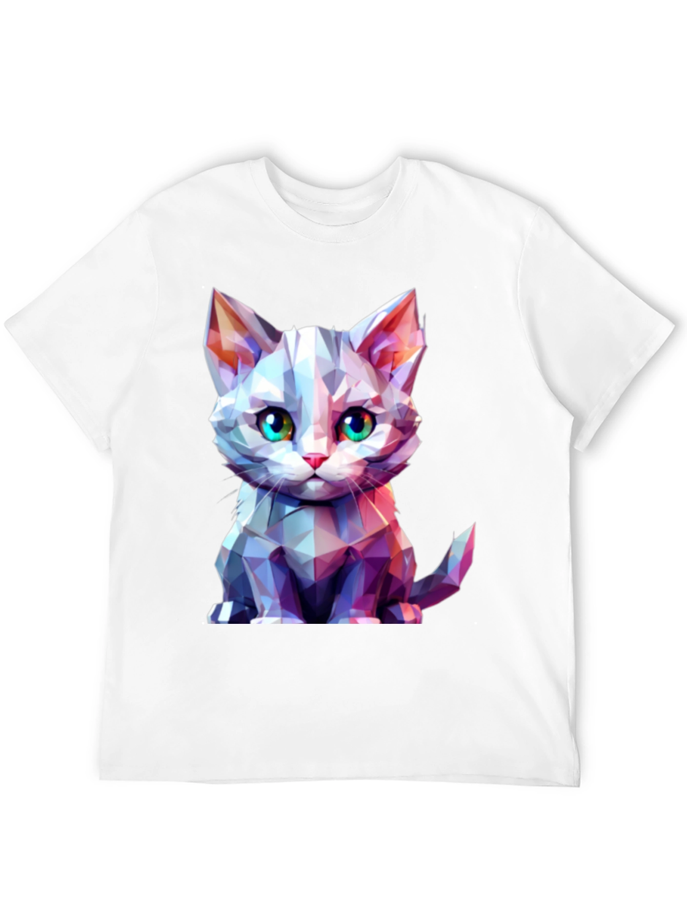 Geometric Cat Graphic Tee - Stylish Mens Black T-Shirt