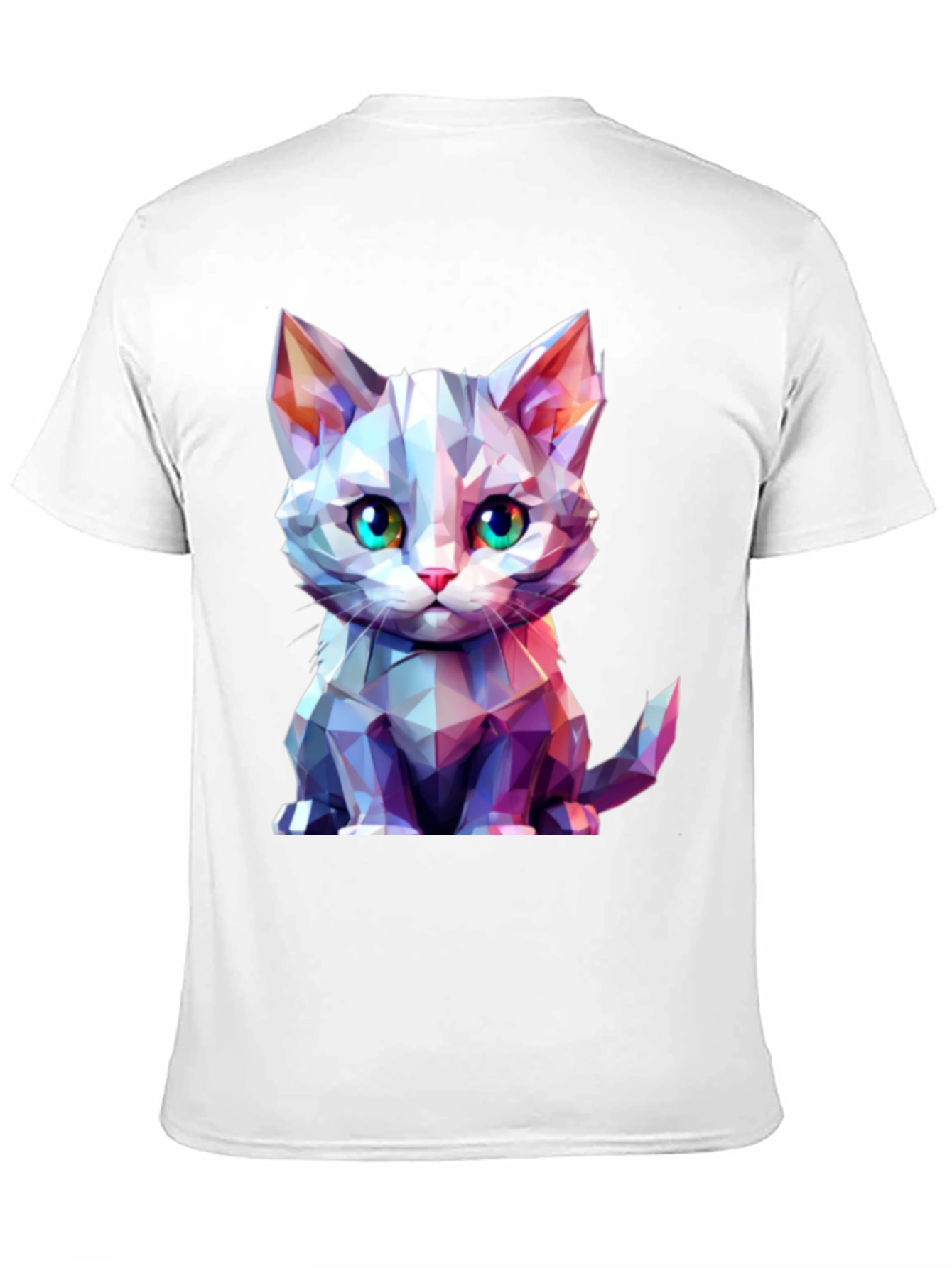 Geometric Cat Graphic Tee - Stylish Mens Black T-Shirt