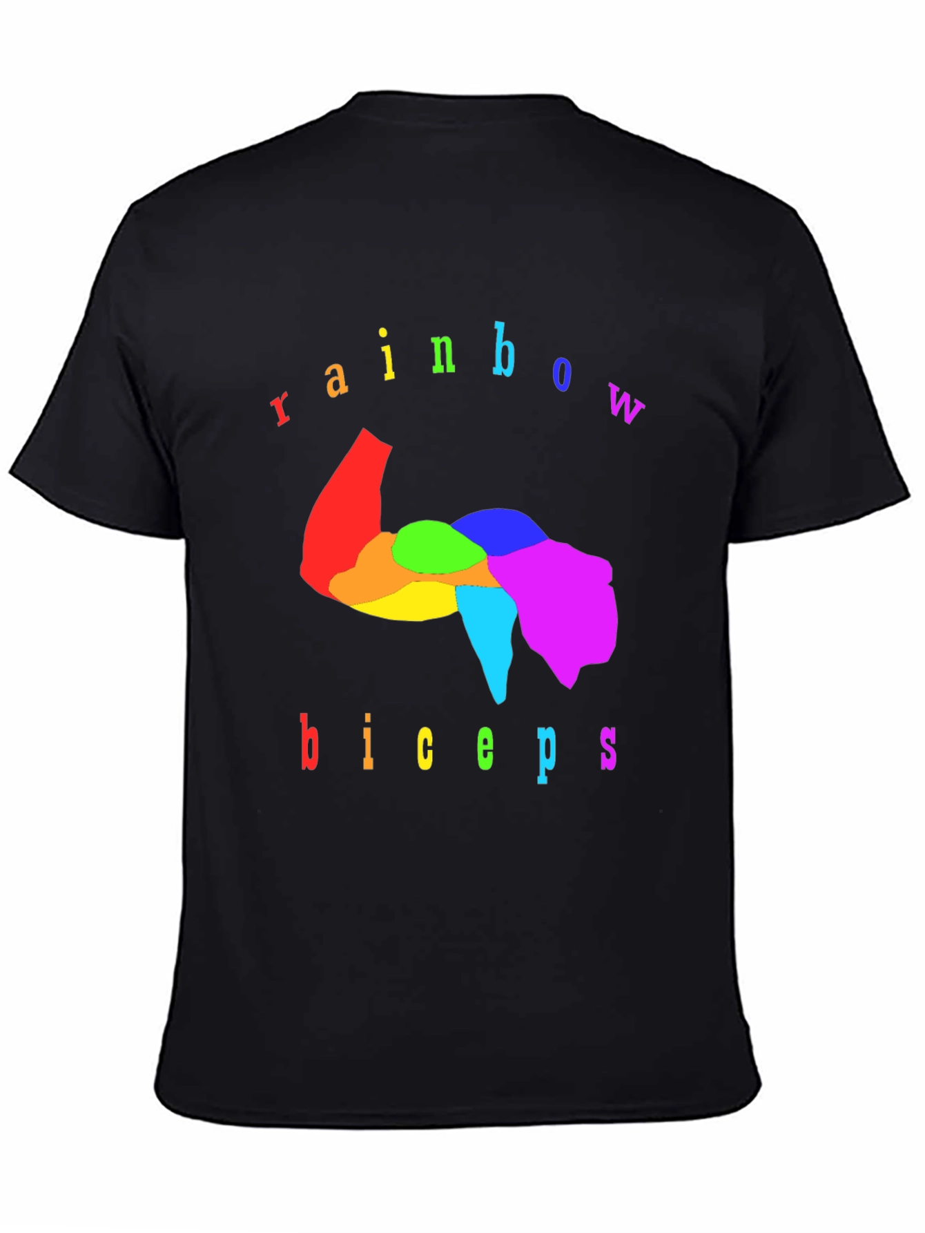 Rainbow Biceps Graphic Tee - Black Cotton T-Shirt