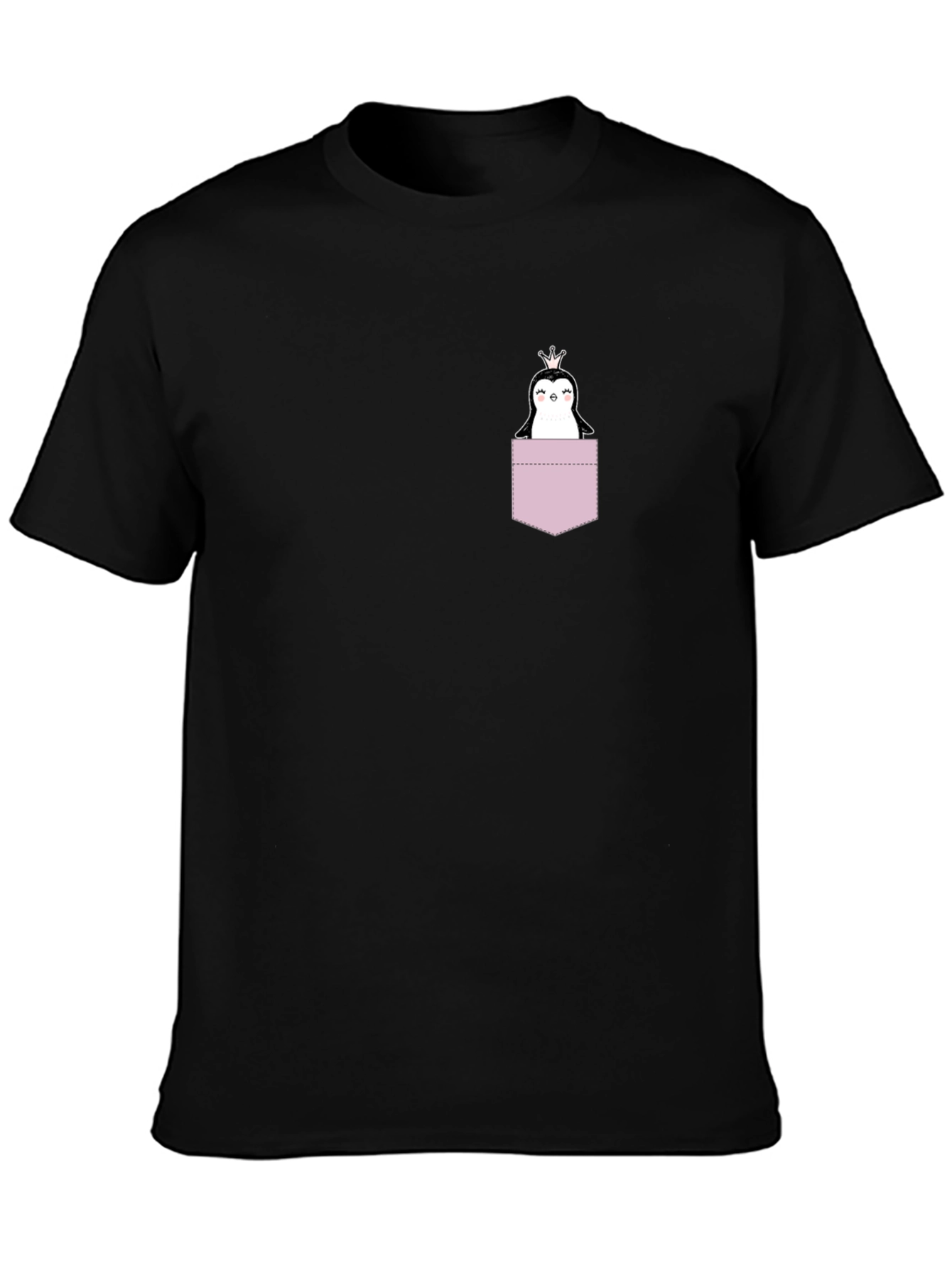 Penguin Pocket T-Shirt - Black Crew Neck