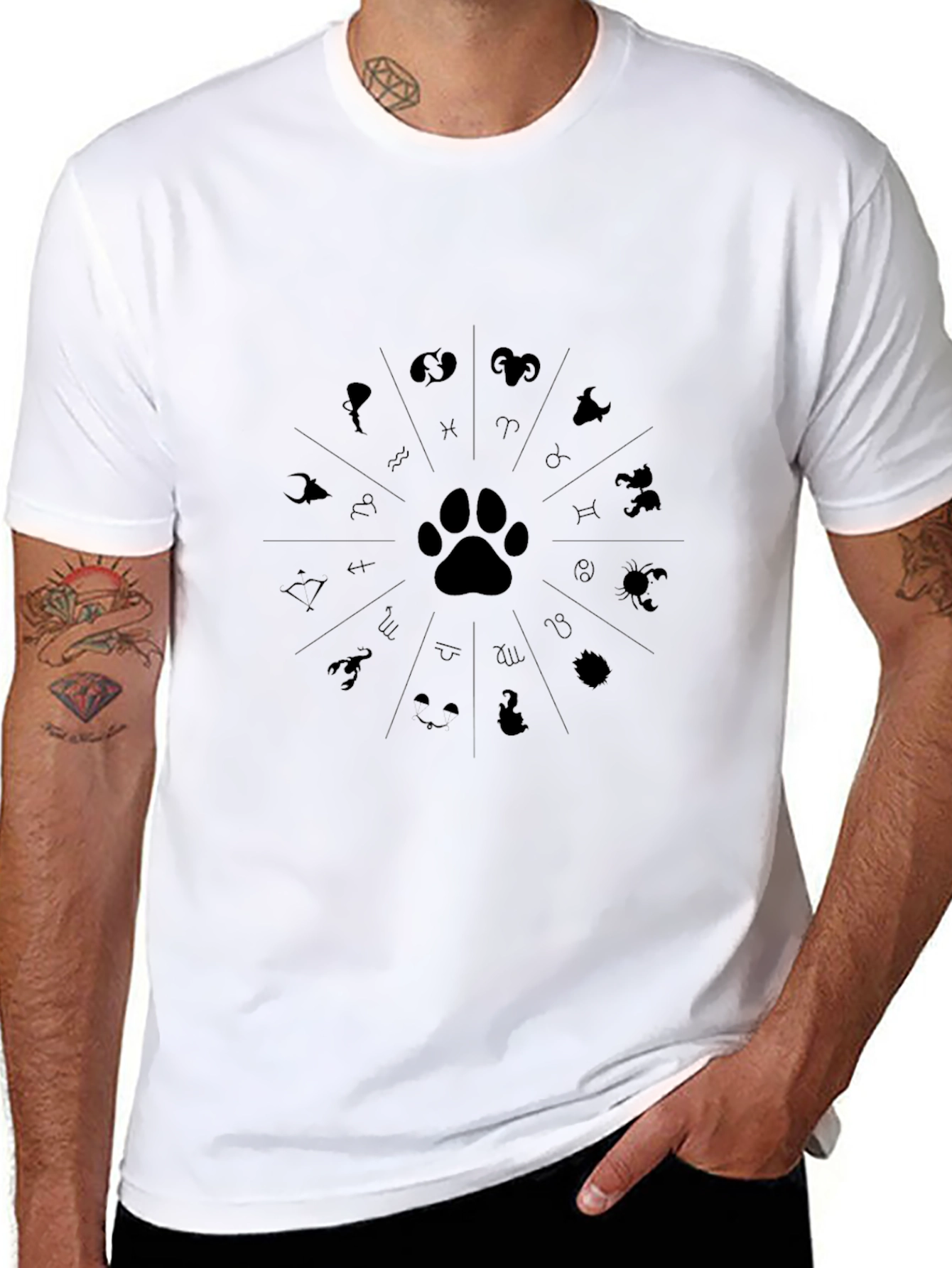 Zodiac Paw Print Graphic T-Shirt