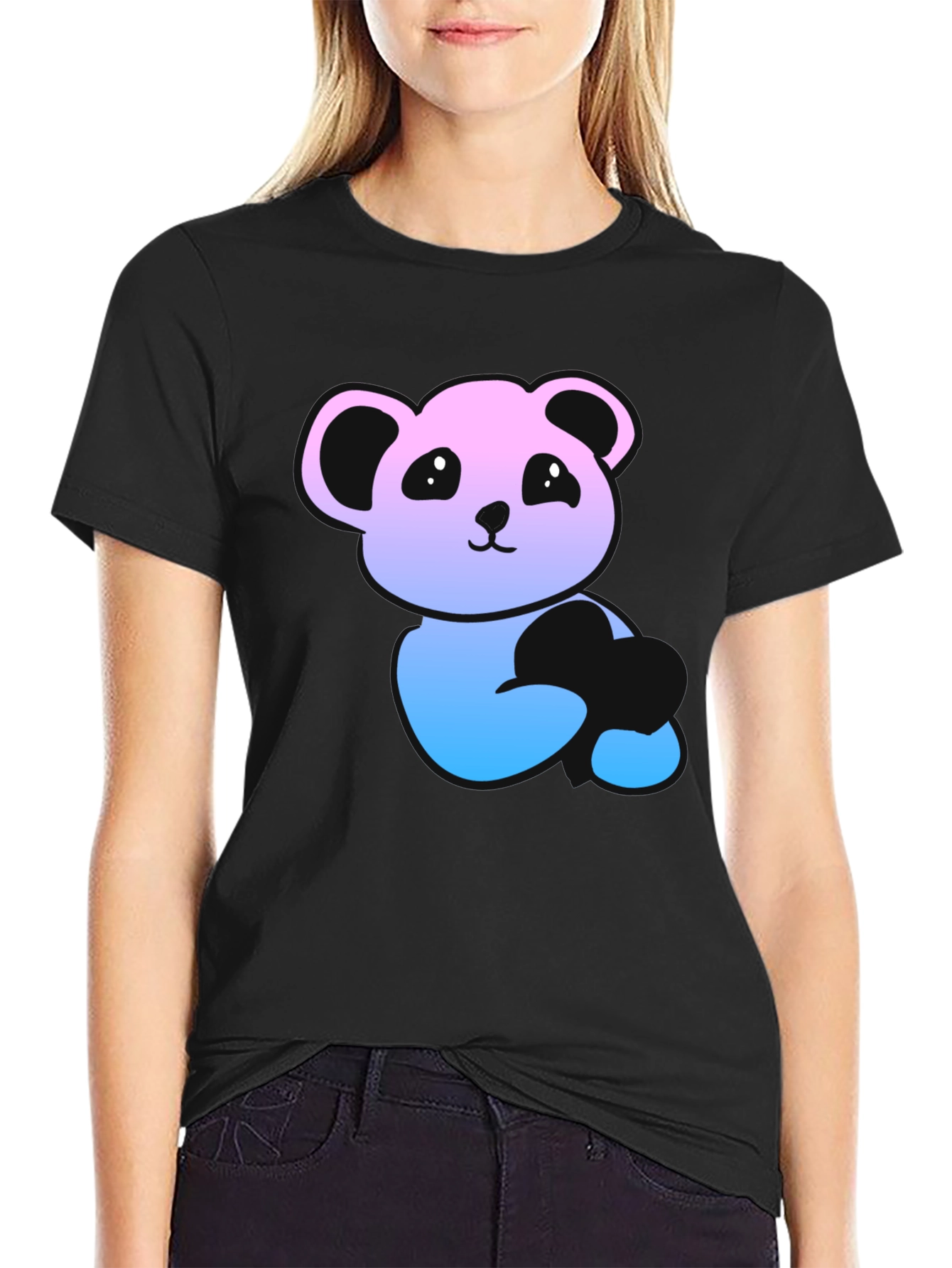 Panda Gradient Graphic T-Shirt - Mens Black Tee