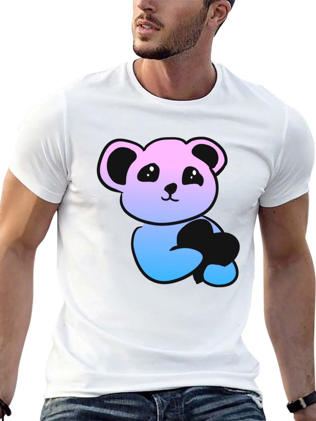 Panda Gradient Graphic T-Shirt - Mens Black Tee