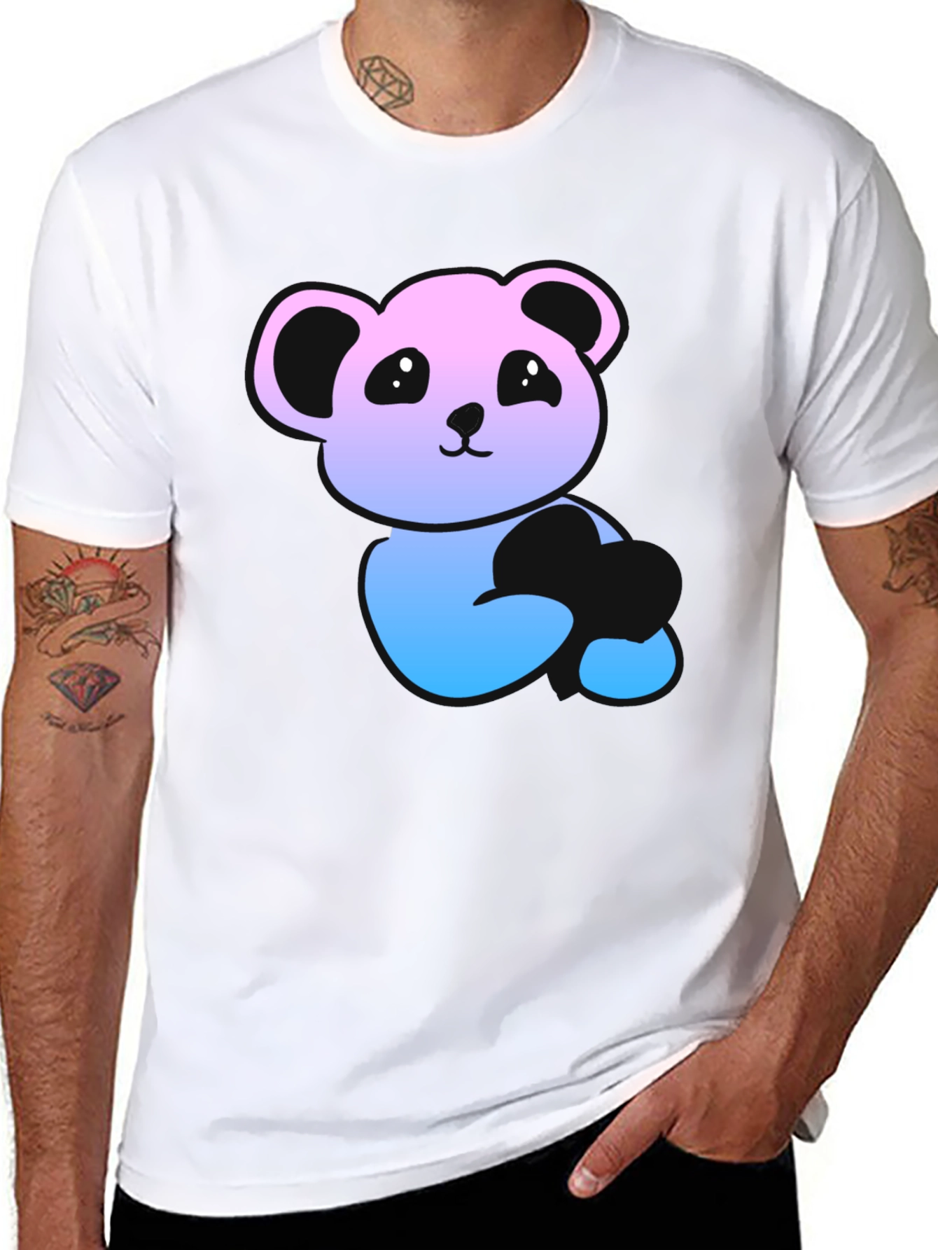 Panda Gradient Graphic T-Shirt - Mens Black Tee