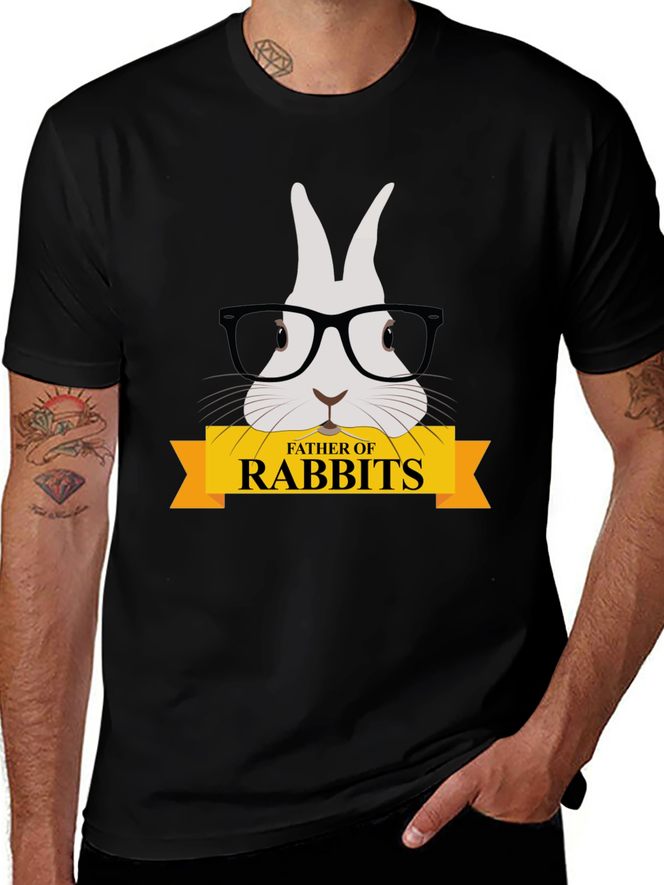 Father of Rabbits Graphic T-Shirt - Black