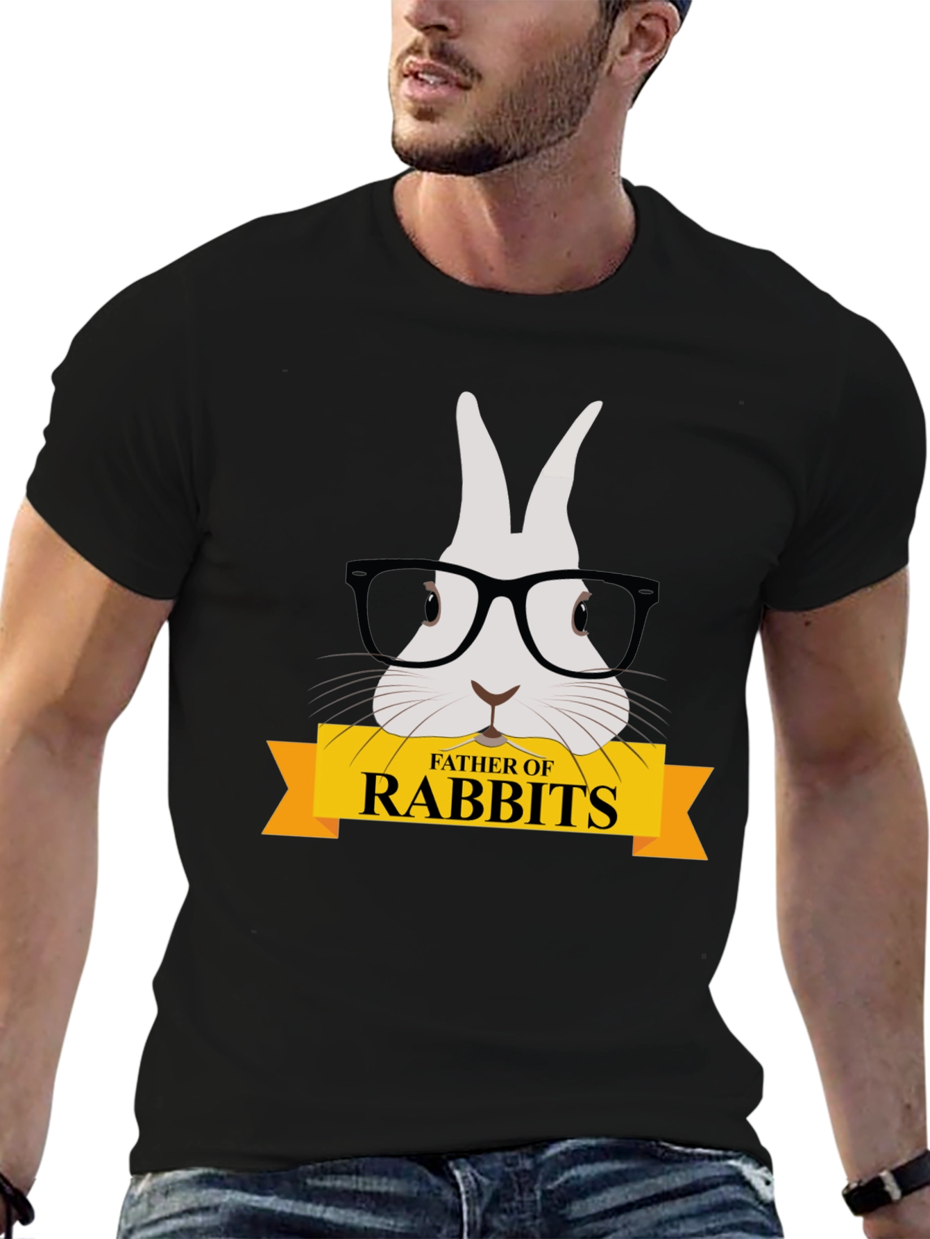 Father of Rabbits Graphic T-Shirt - Black