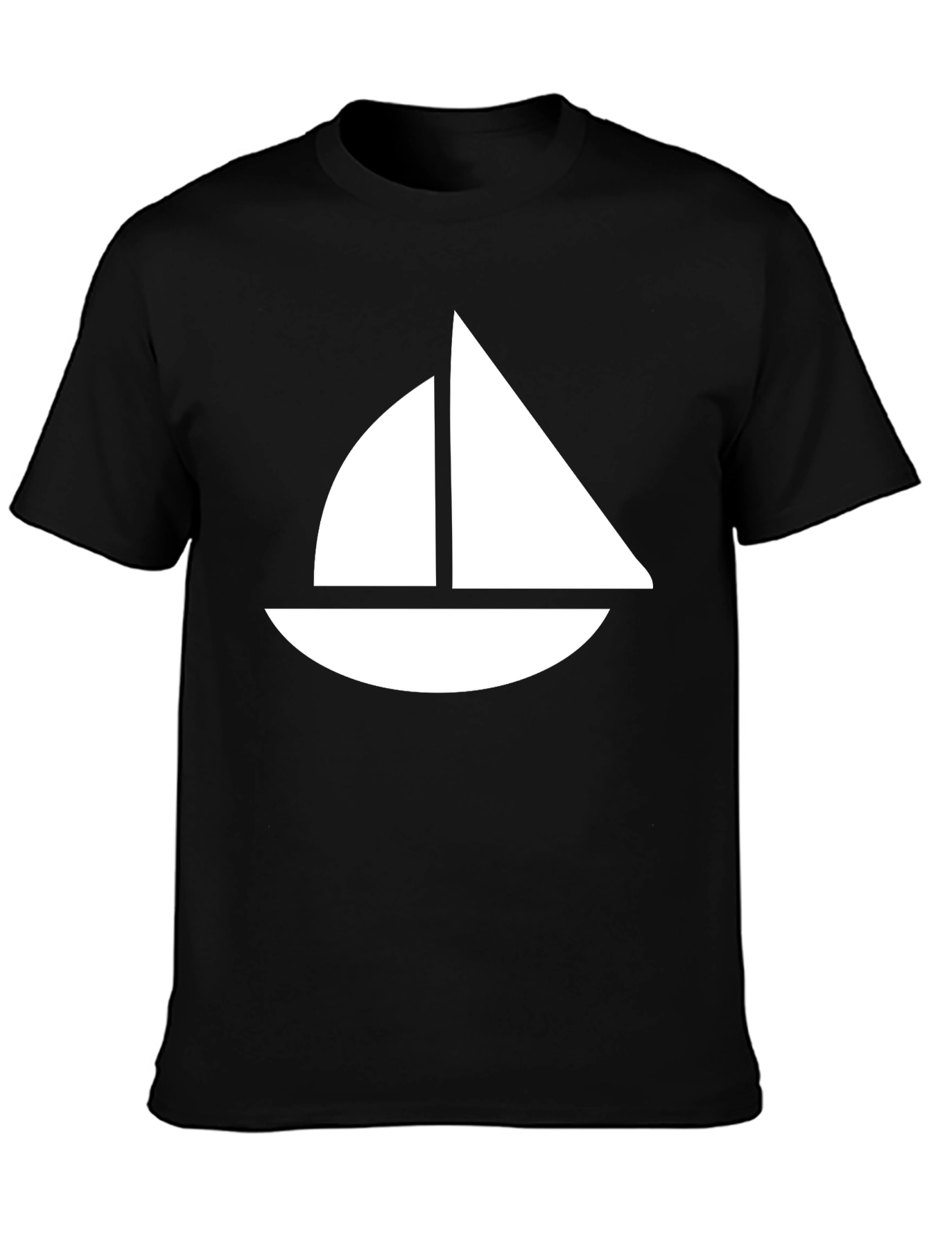 Sailing Boat Graphic Tee - Black Cotton T-Shirt