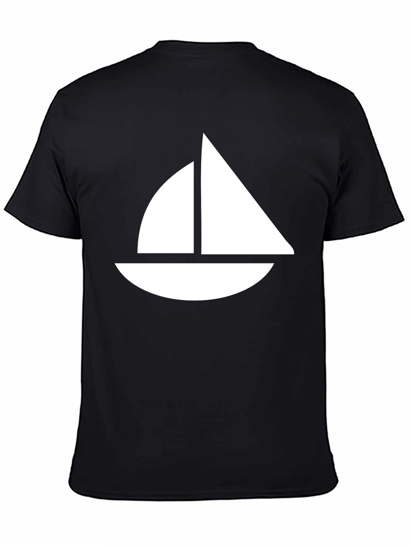 Sailing Boat Graphic Tee - Black Cotton T-Shirt