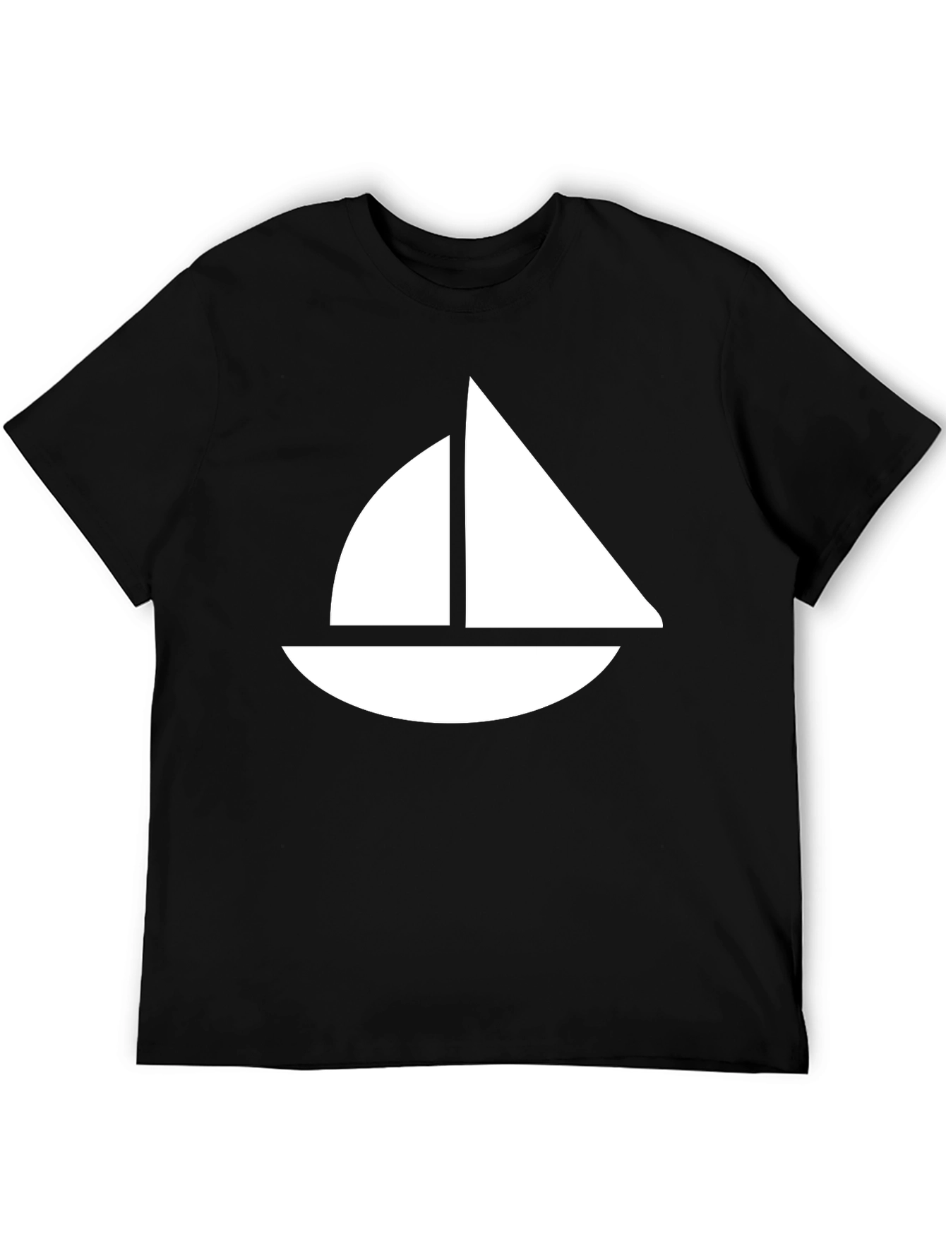Sailing Boat Graphic Tee - Black Cotton T-Shirt