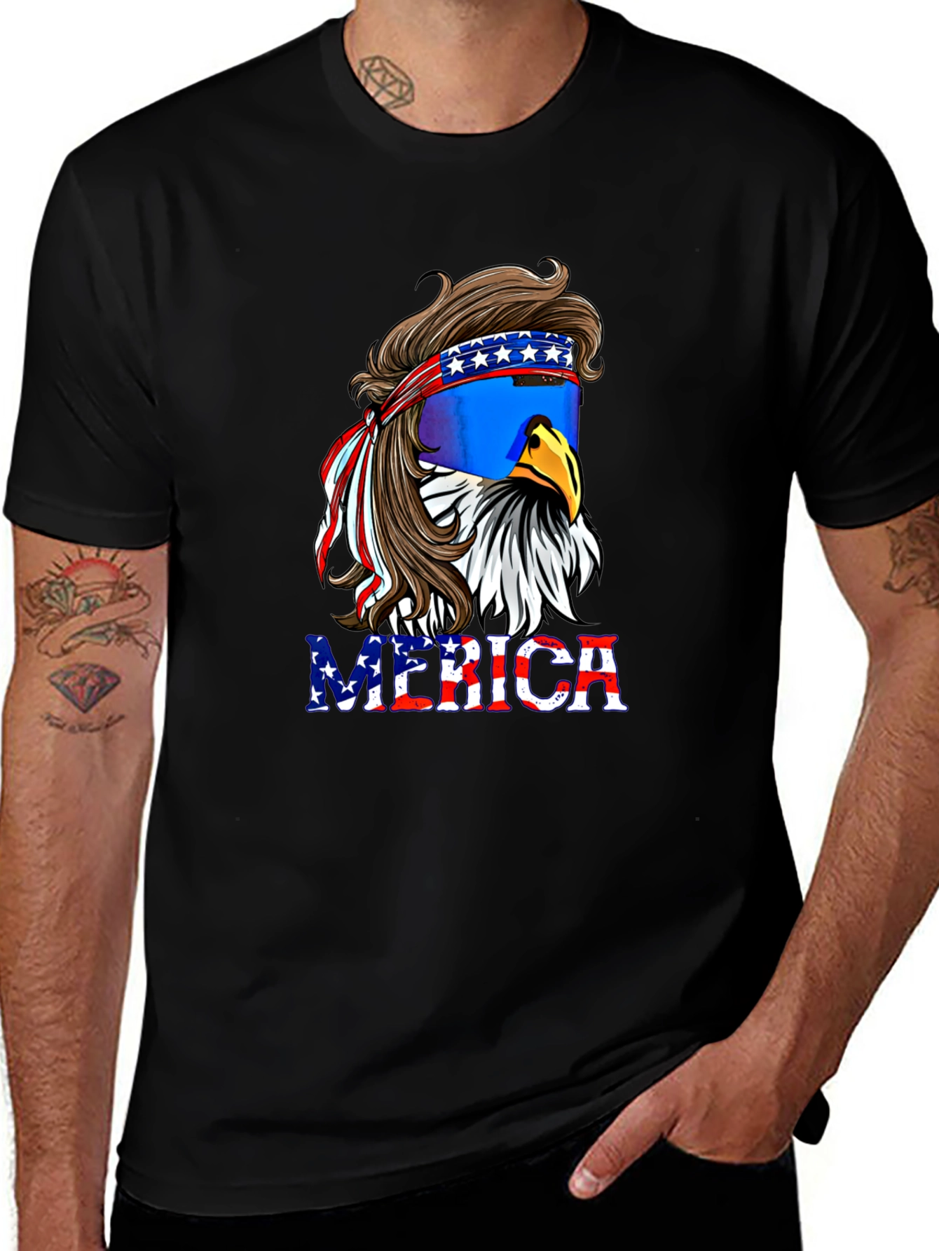 American Eagle Mullet T-Shirt - Patriotic Merica Tee
