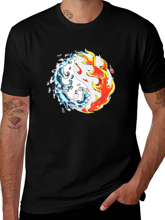 Yin Yang Fire & Water Graphic Tee - Balance & Style