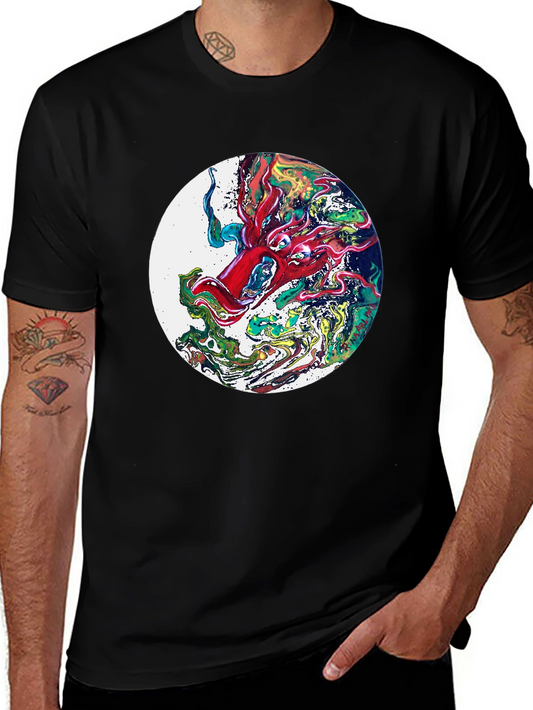 Abstract Dragon Graphic T-Shirt - Black