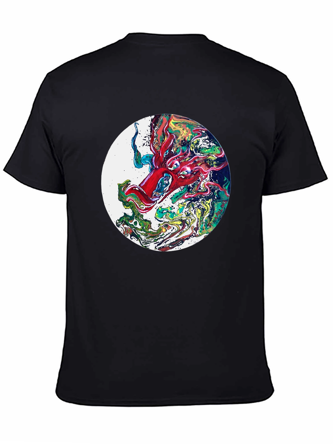 Abstract Dragon Graphic T-Shirt - Black