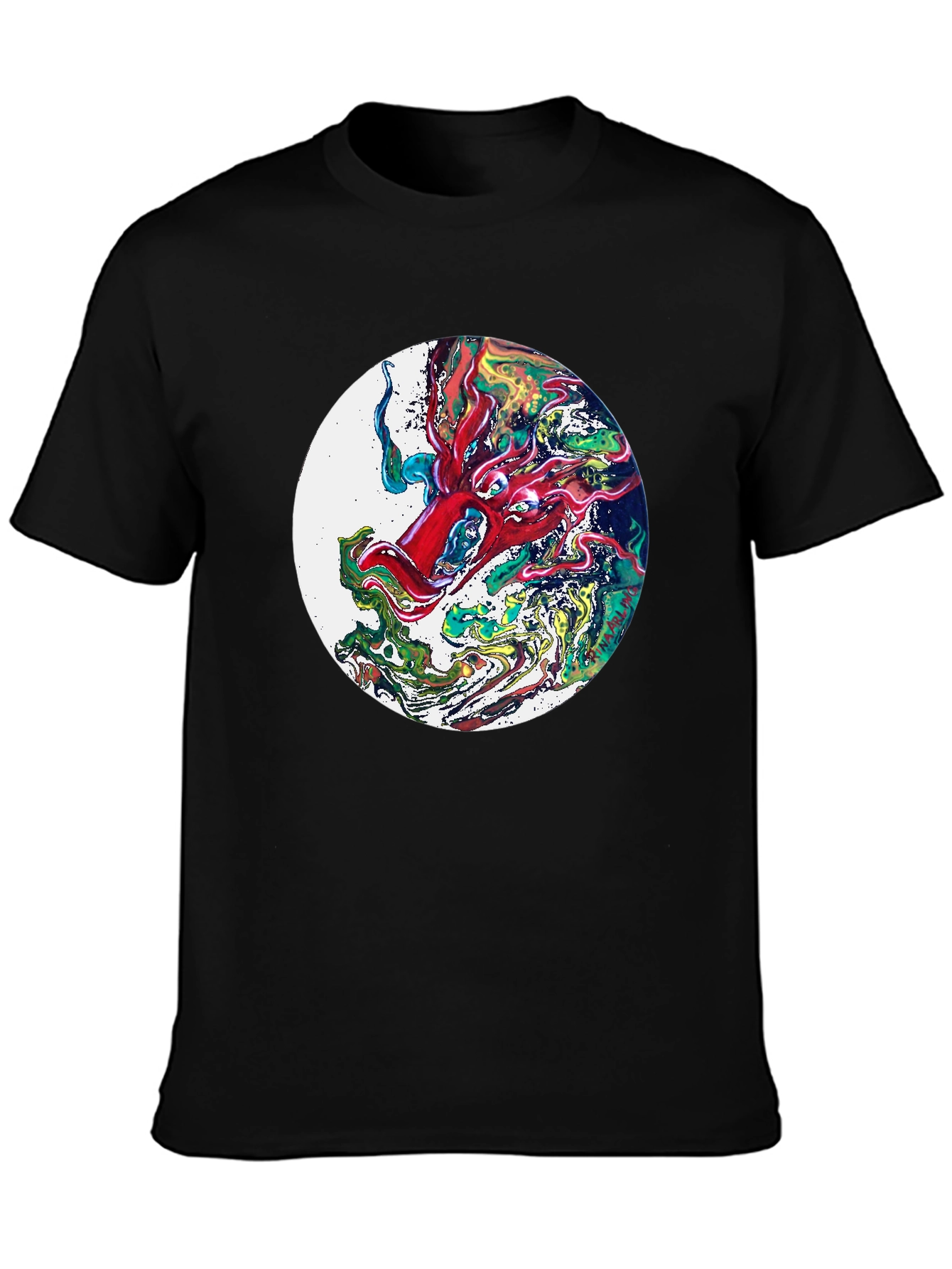 Abstract Dragon Graphic T-Shirt - Black