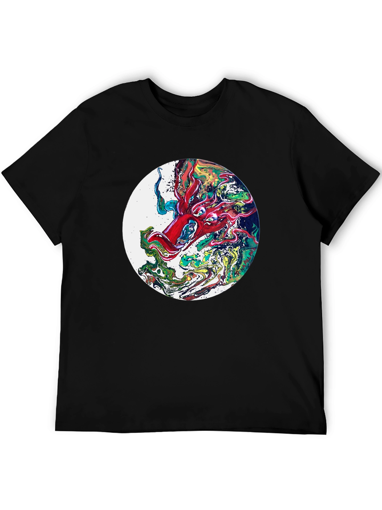 Abstract Dragon Graphic T-Shirt - Black
