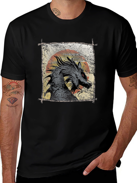 Vintage Dragon Graphic Tee - Black