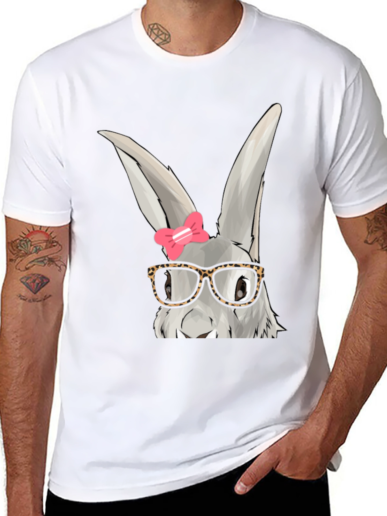 Cute Bunny with Glasses T-Shirt - Fun Easter Apparel