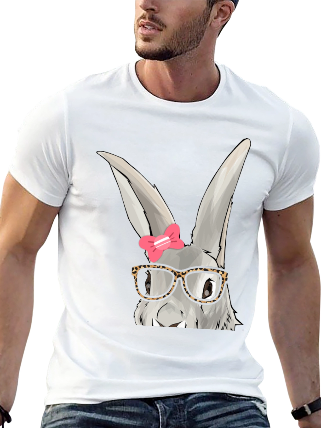 Cute Bunny with Glasses T-Shirt - Fun Easter Apparel