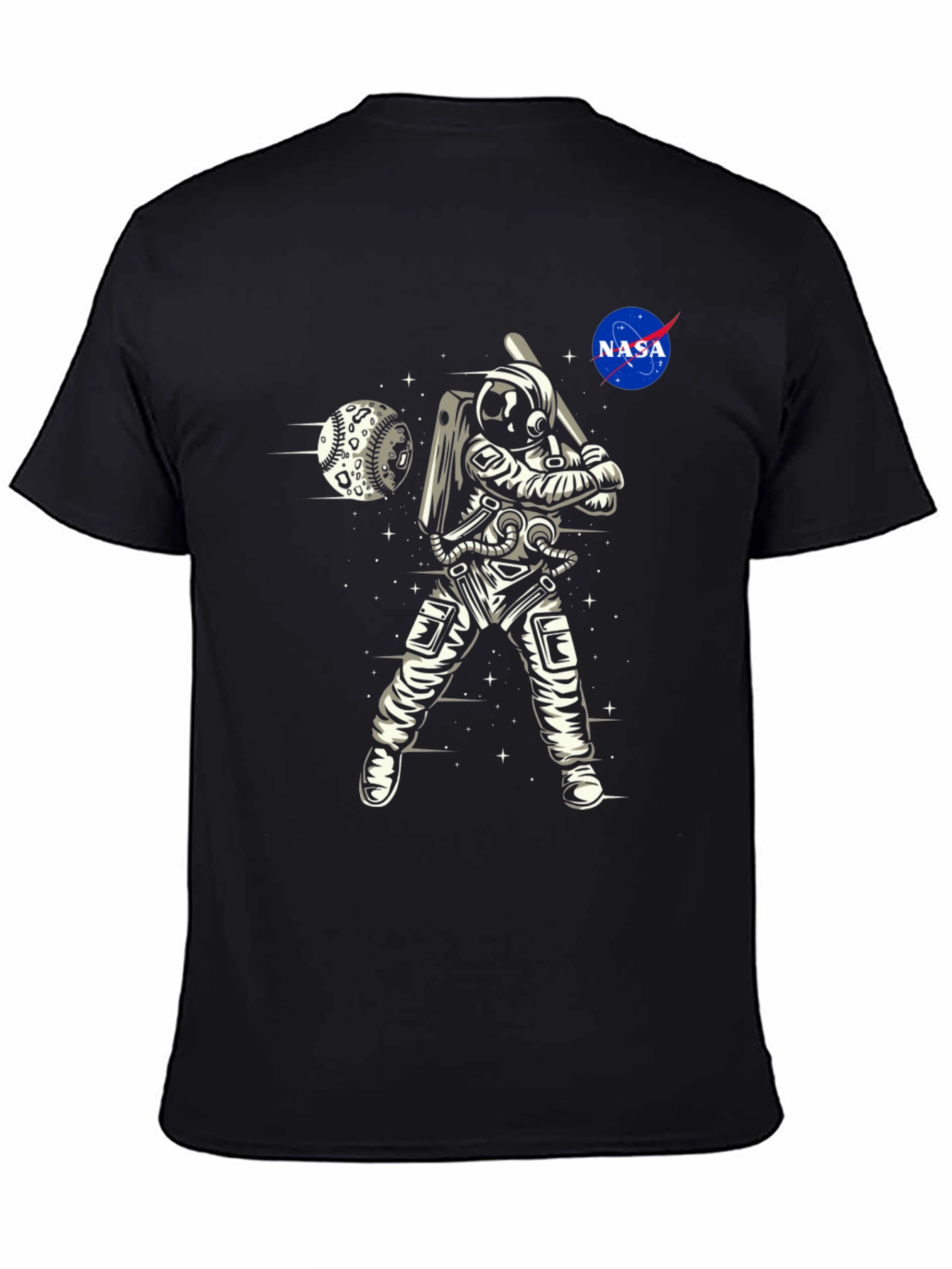 Astronaut Baseball Black T-Shirt