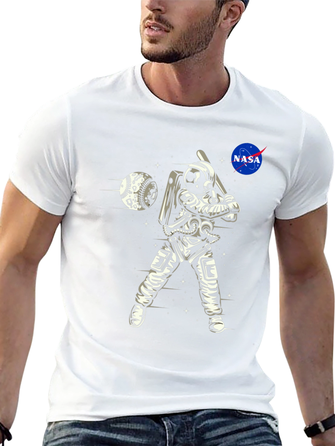 Astronaut Baseball Black T-Shirt