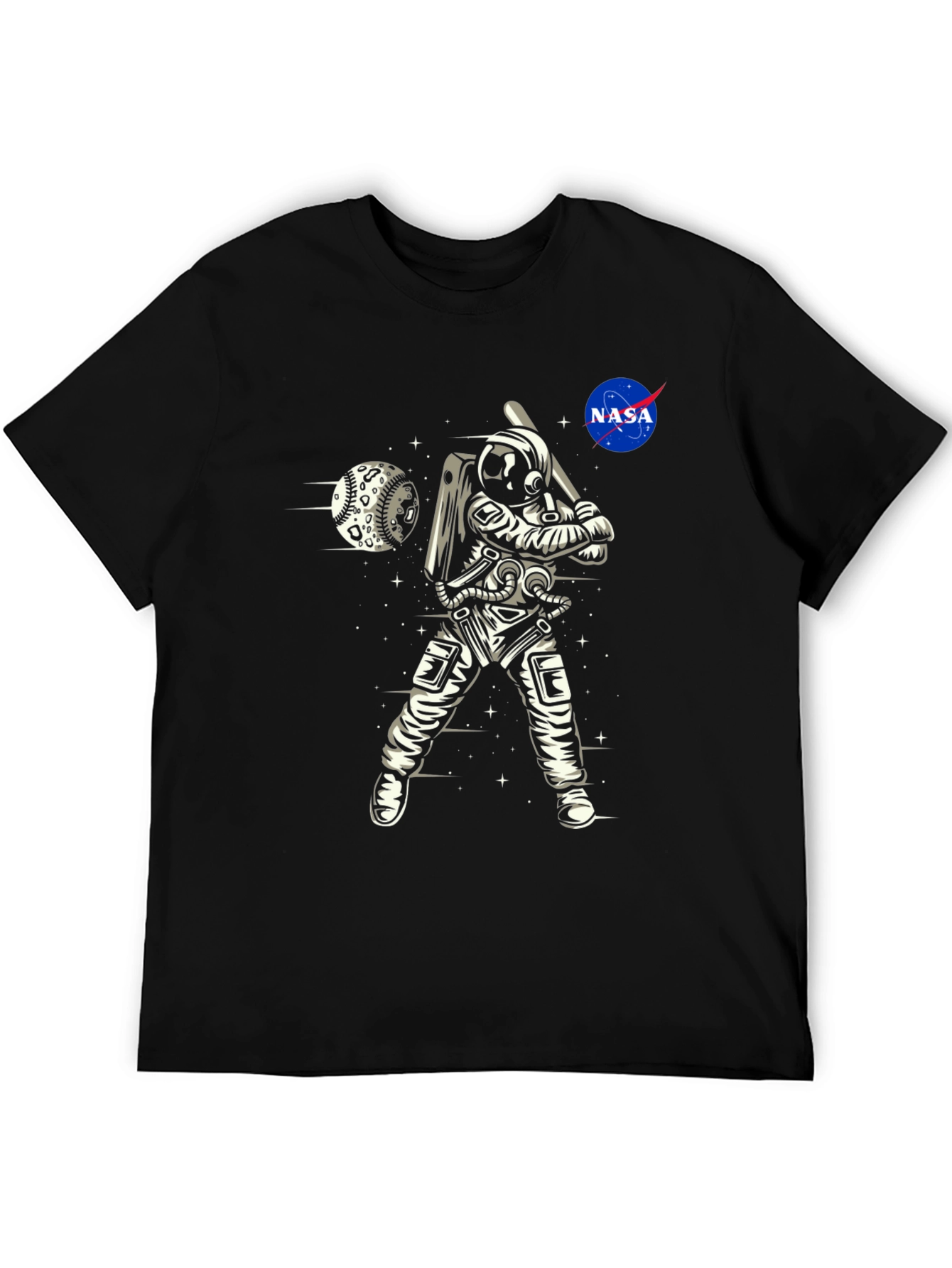 Astronaut Baseball Black T-Shirt
