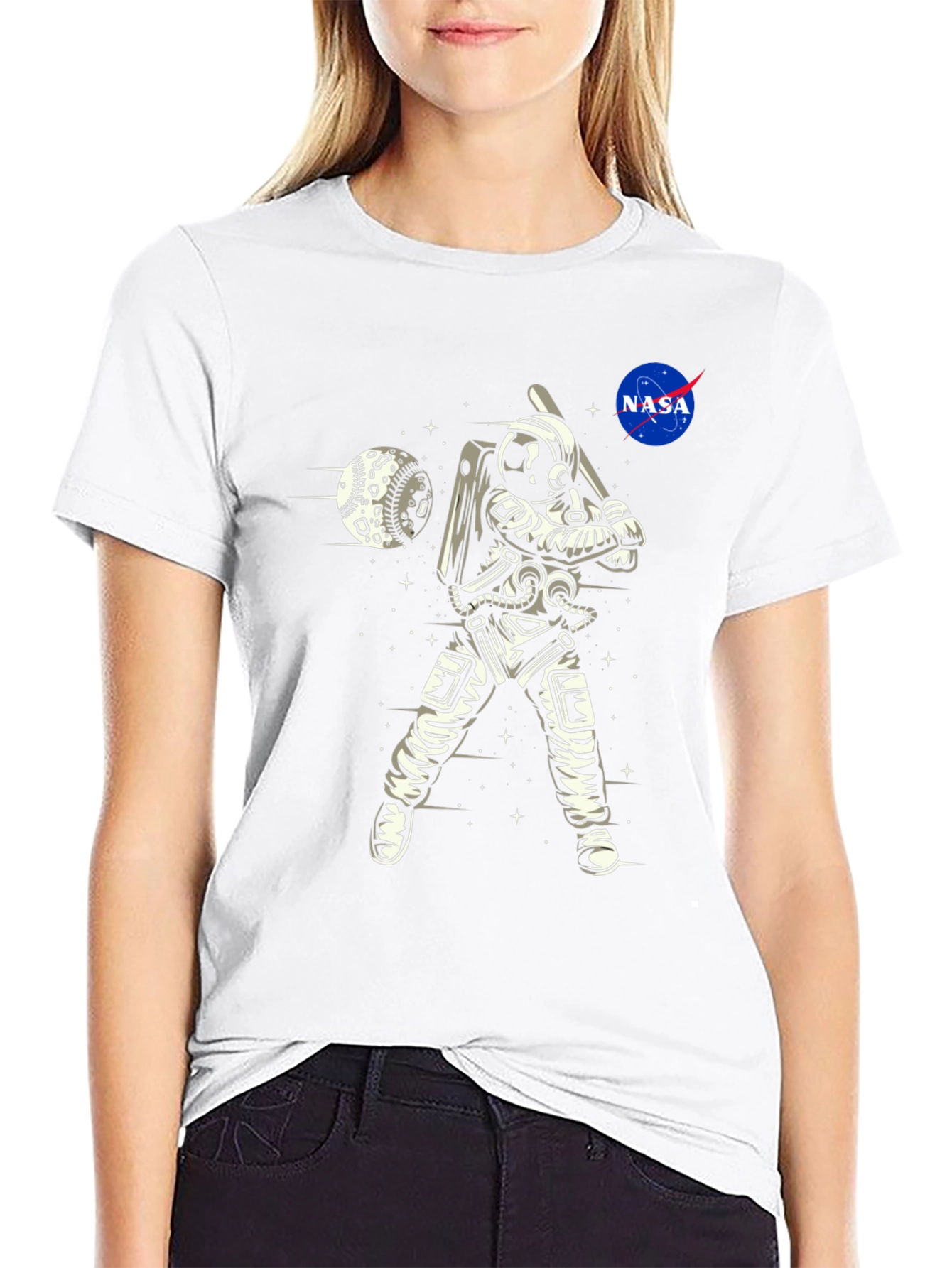 Astronaut Baseball Black T-Shirt