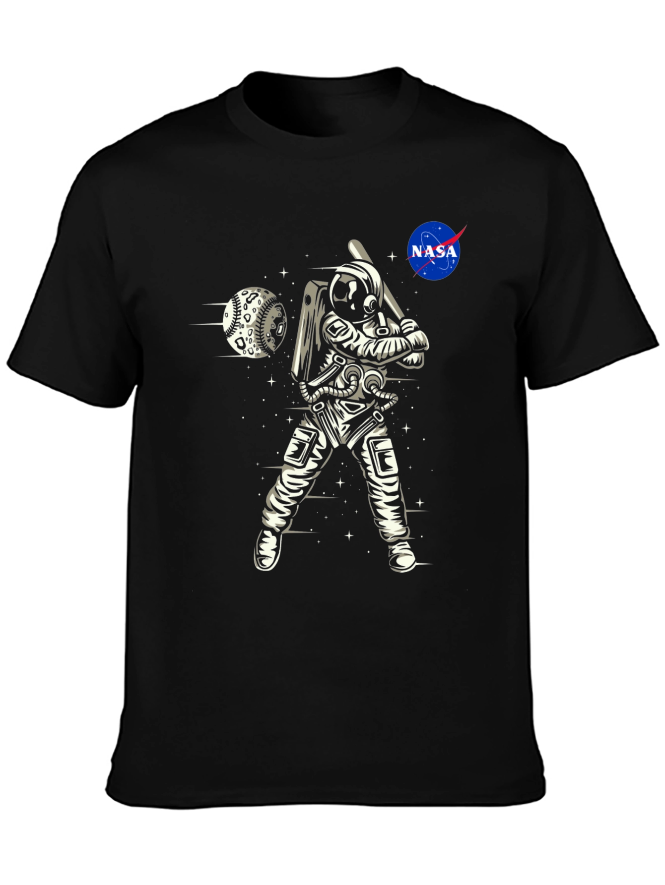 Astronaut Baseball Black T-Shirt