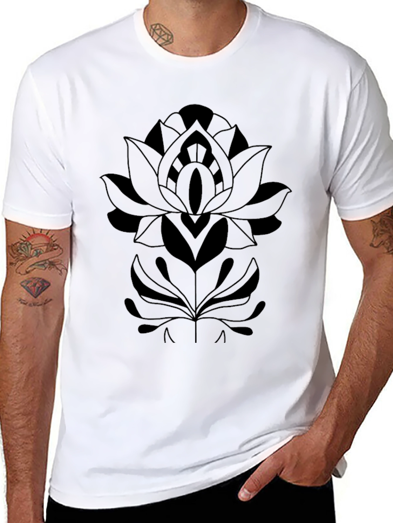 Black Floral Mandala Graphic T-Shirt