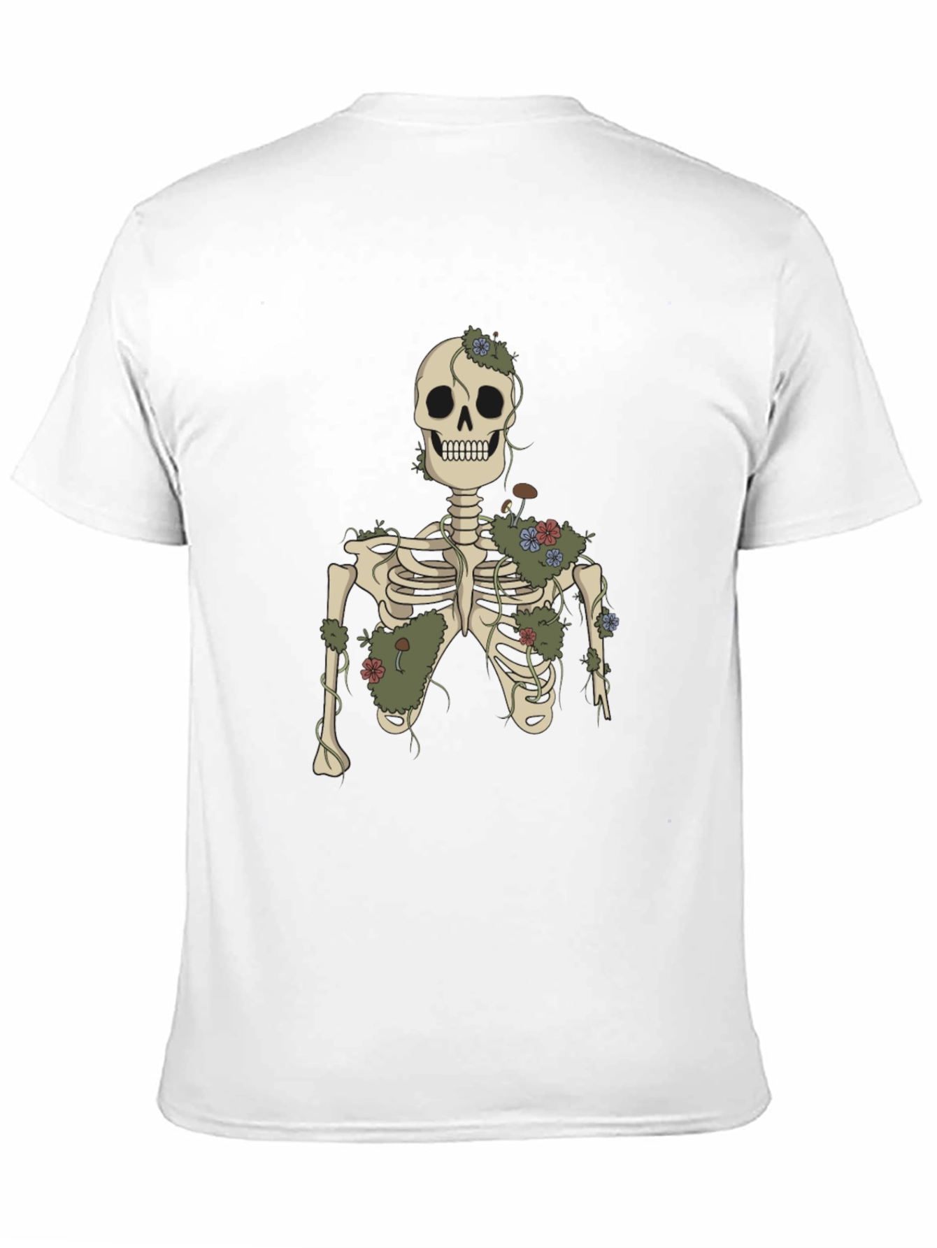 Floral Skeleton Graphic Tee - Black Cotton