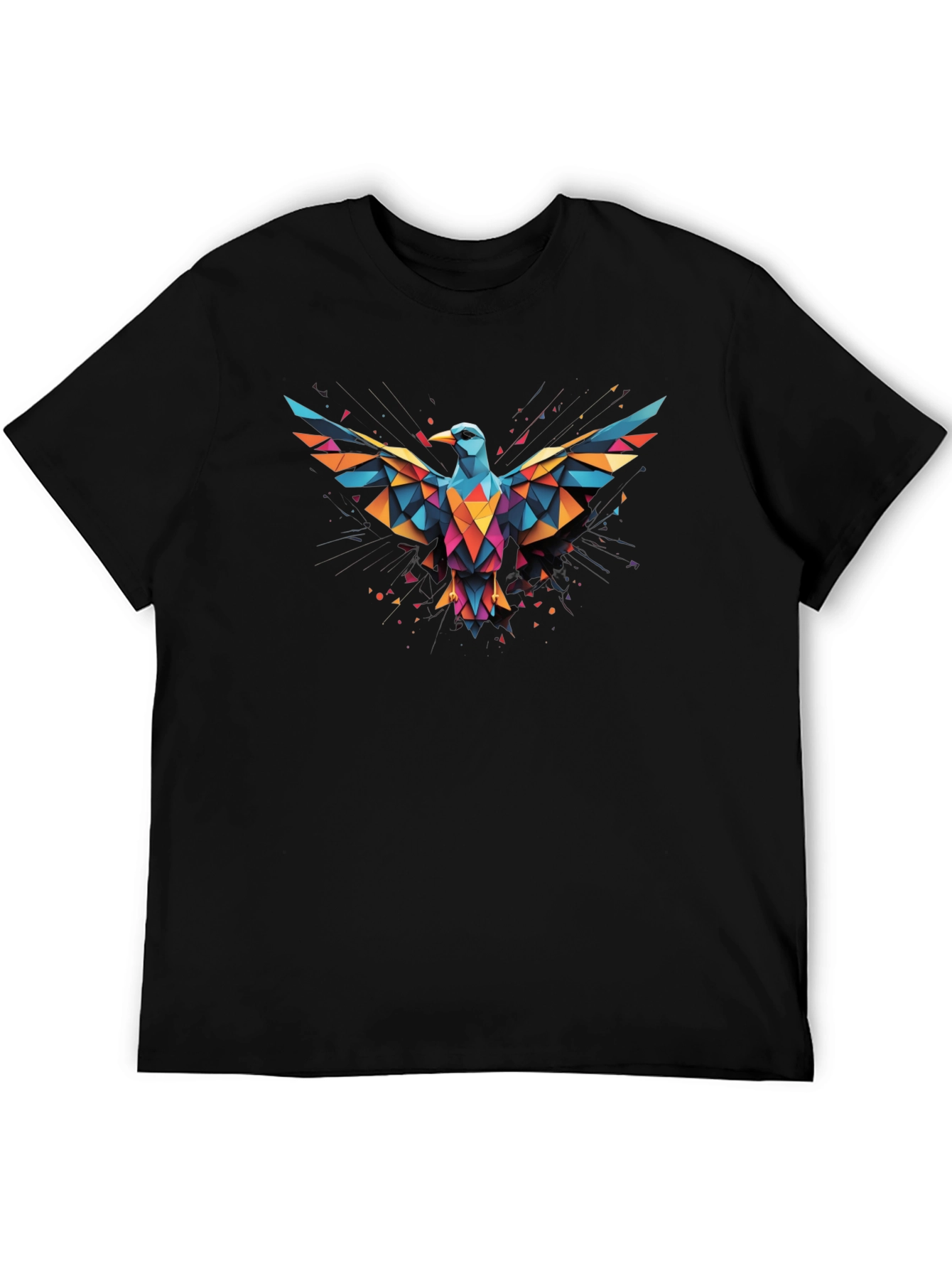 Geometric Bird Graphic Black T-Shirt