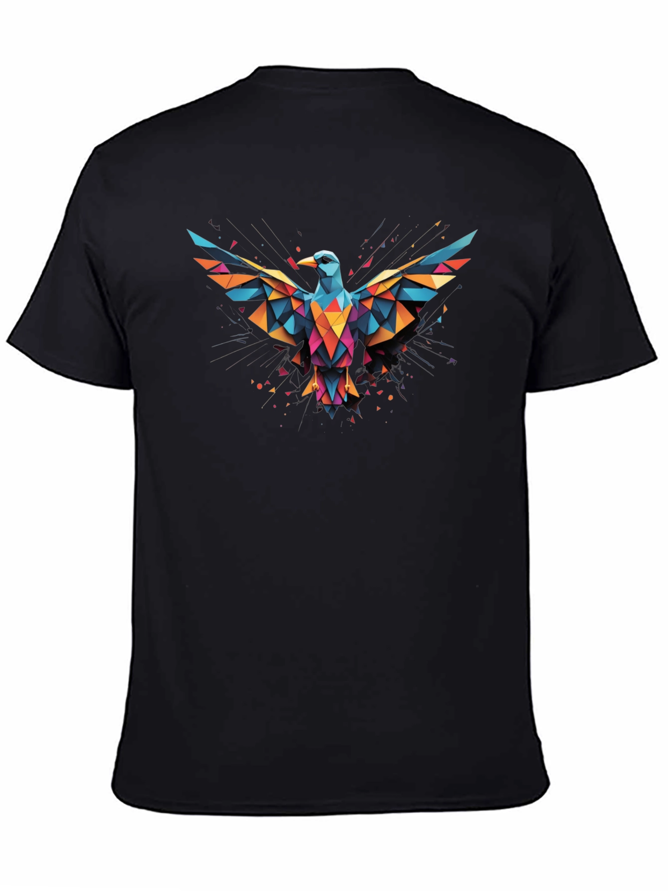 Geometric Bird Graphic Black T-Shirt