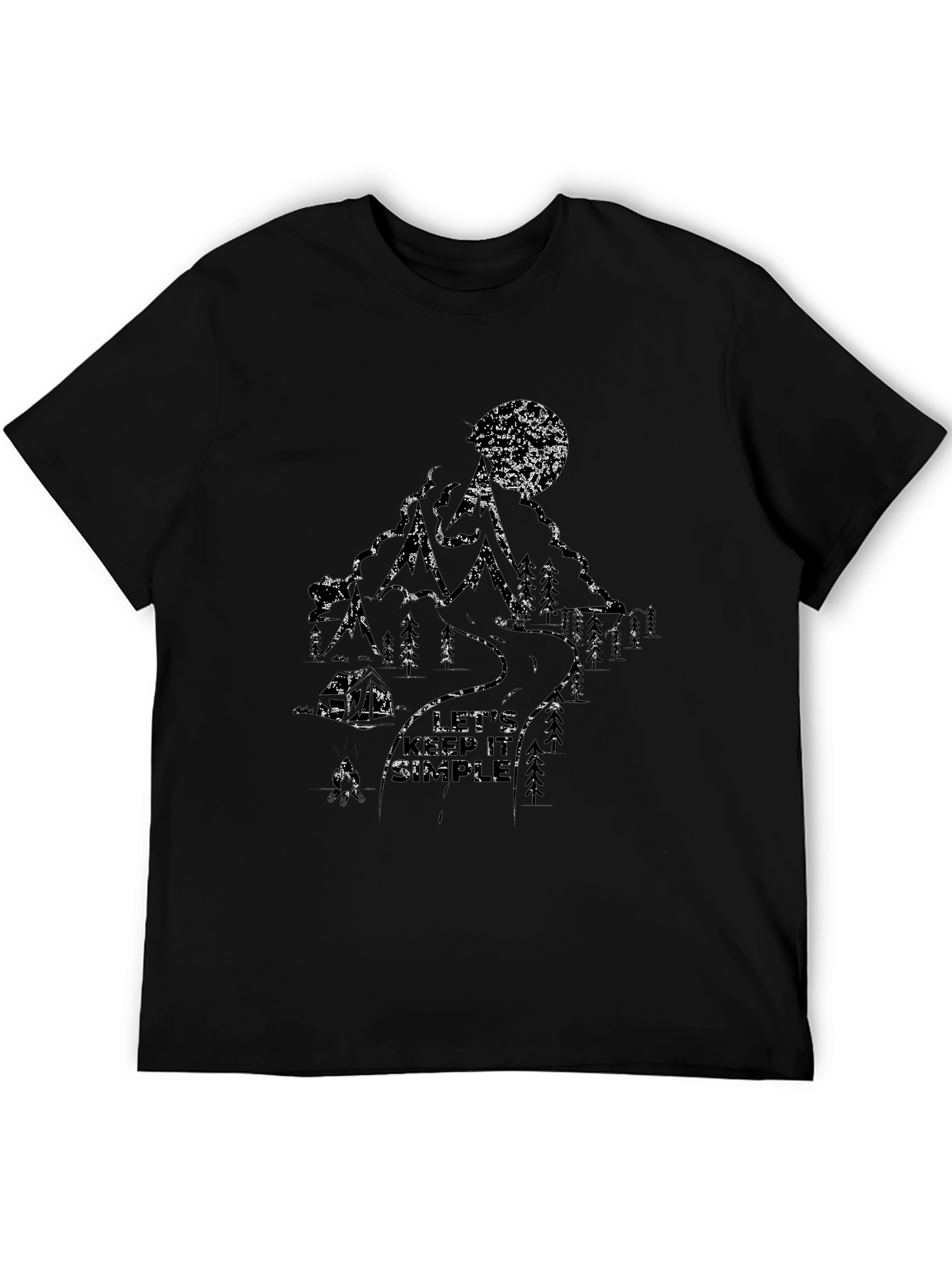 Mountain Scene Graphic Black T-Shirt