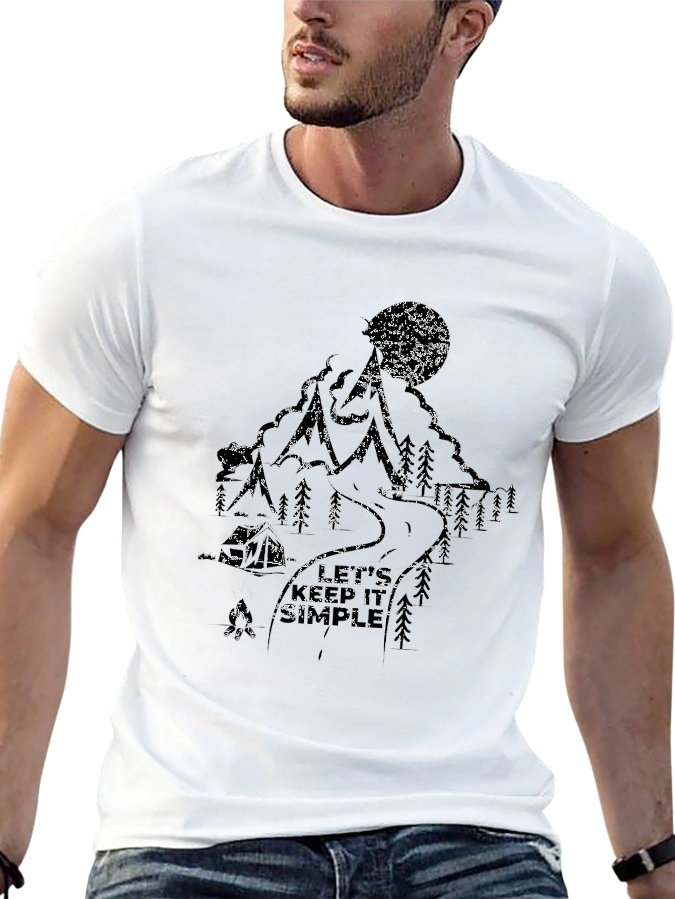 Mountain Scene Graphic Black T-Shirt