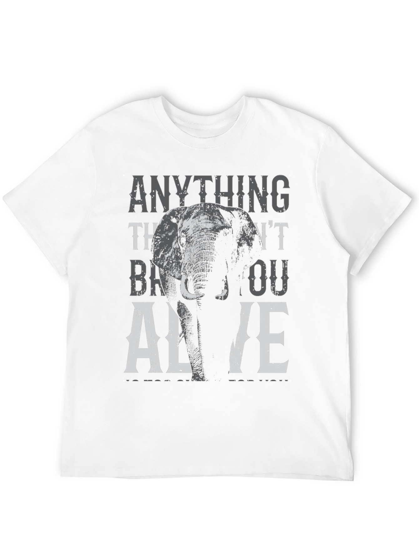 Elephant Graphic Print T-Shirt - Stay Alive