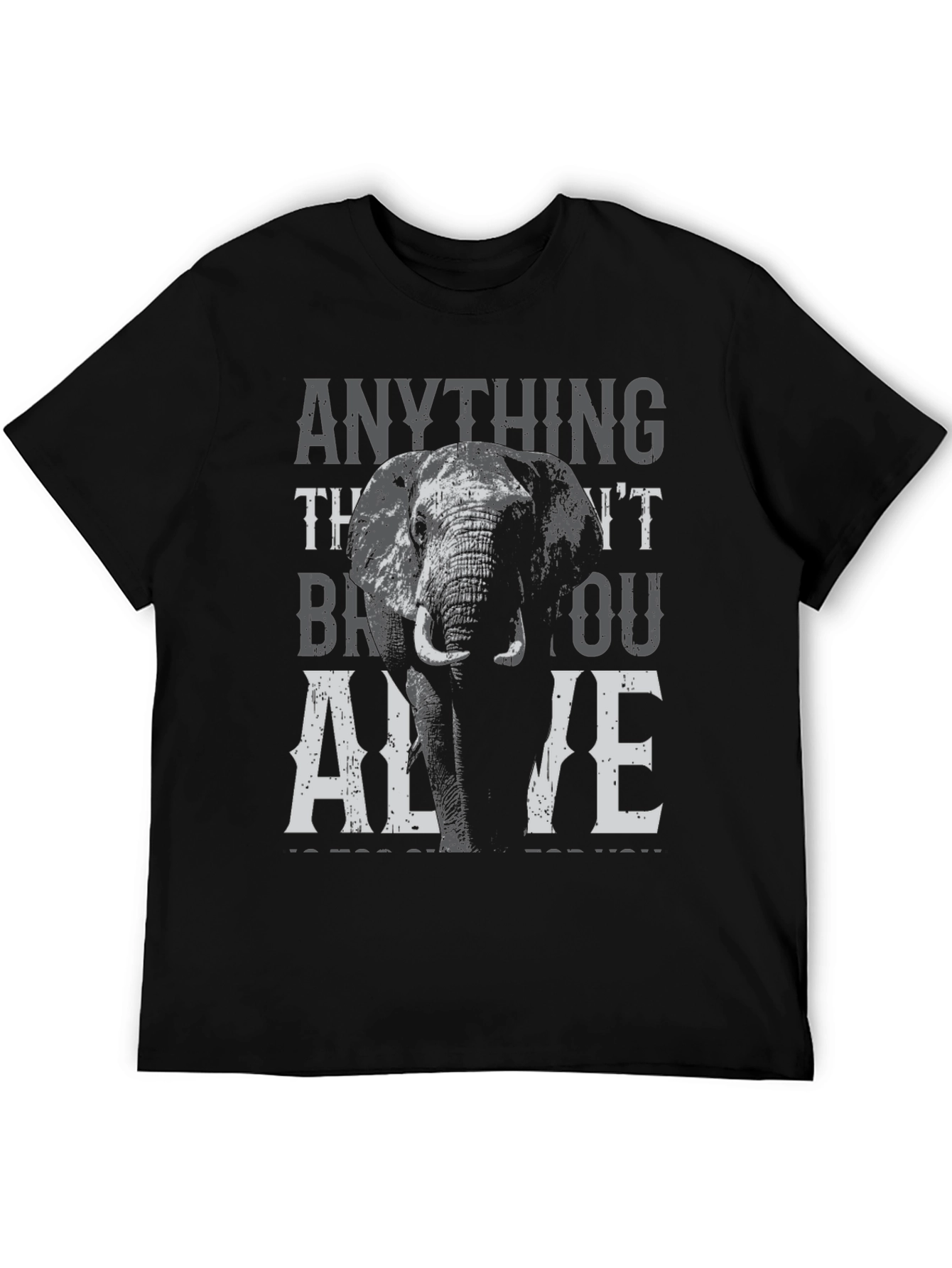 Elephant Graphic Print T-Shirt - Stay Alive