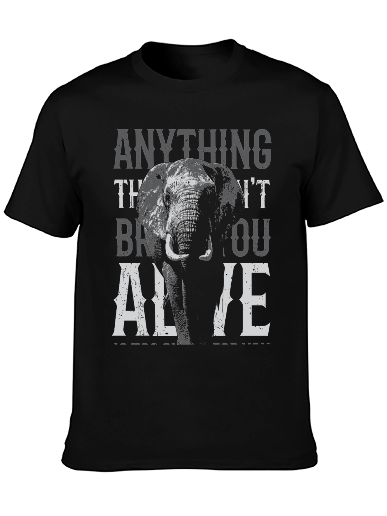 Elephant Graphic Print T-Shirt - Stay Alive