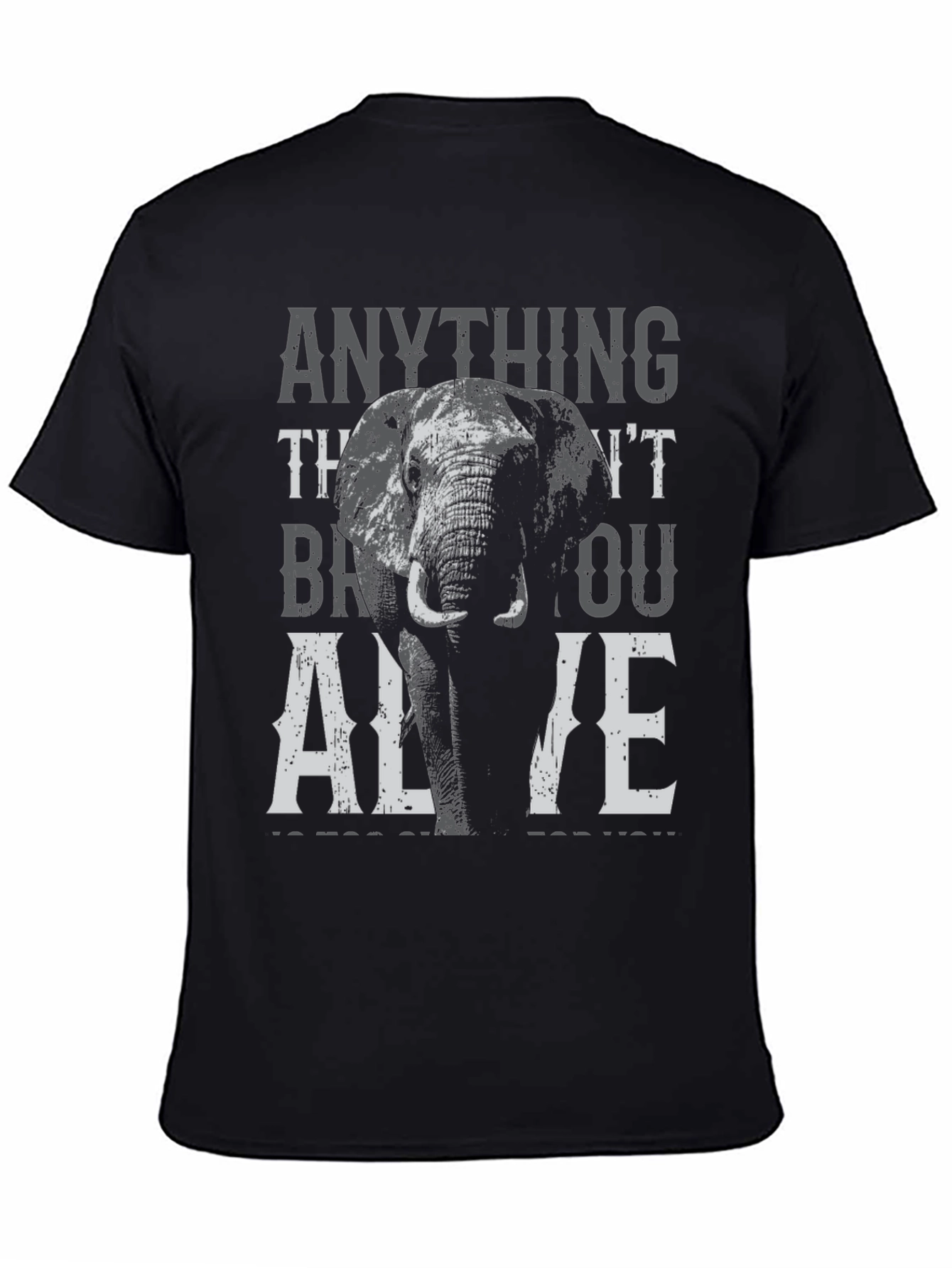 Elephant Graphic Print T-Shirt - Stay Alive