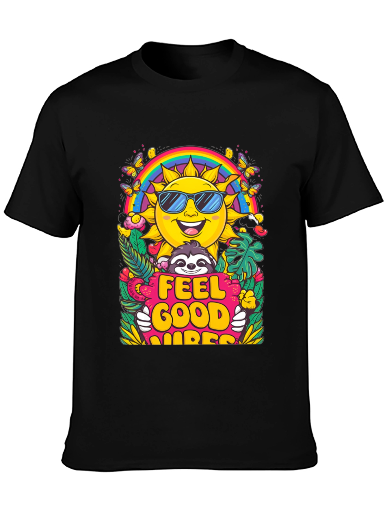 Feel Good Vibes T-Shirt - Summer Sun Rainbow
