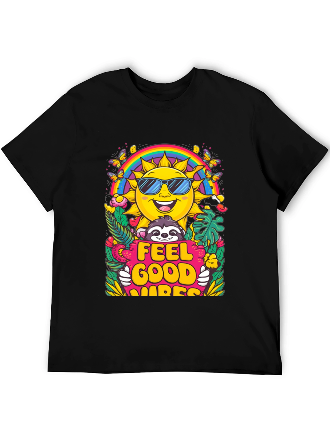 Feel Good Vibes T-Shirt - Summer Sun Rainbow