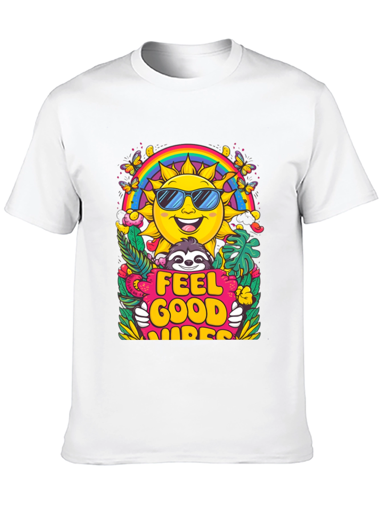 Feel Good Vibes T-Shirt - Summer Sun Rainbow