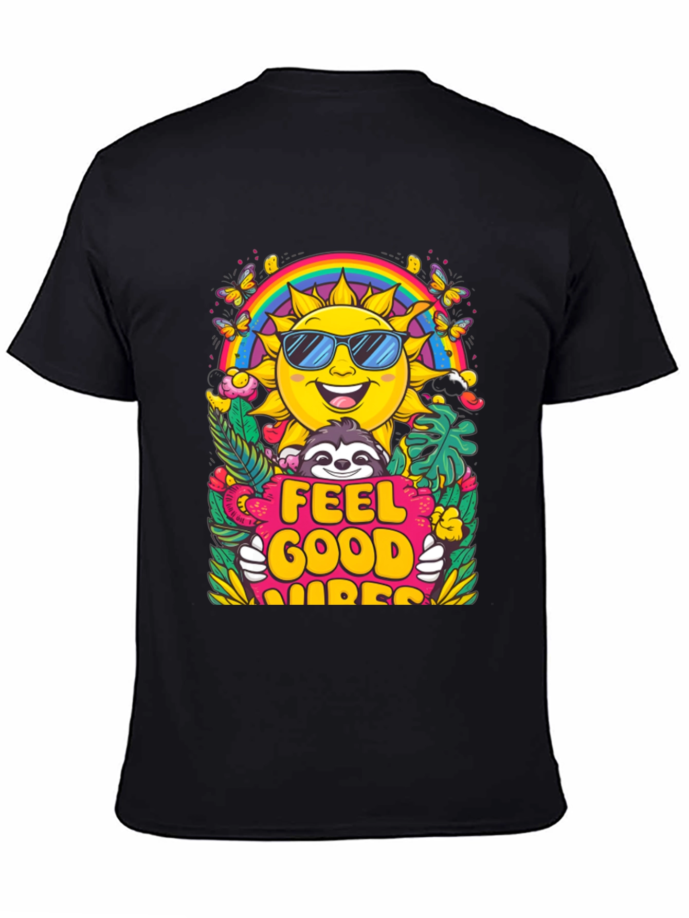 Feel Good Vibes T-Shirt - Summer Sun Rainbow